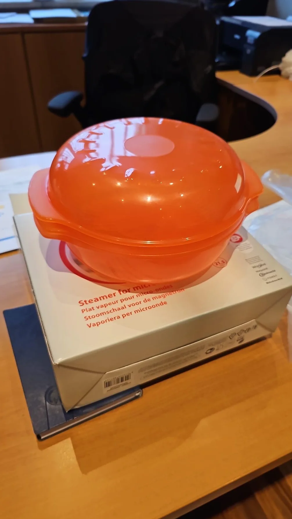 Wpro STM006 C00332003 uniwersalny parowar do kuchenki mikrofalowej, pomarańczowy