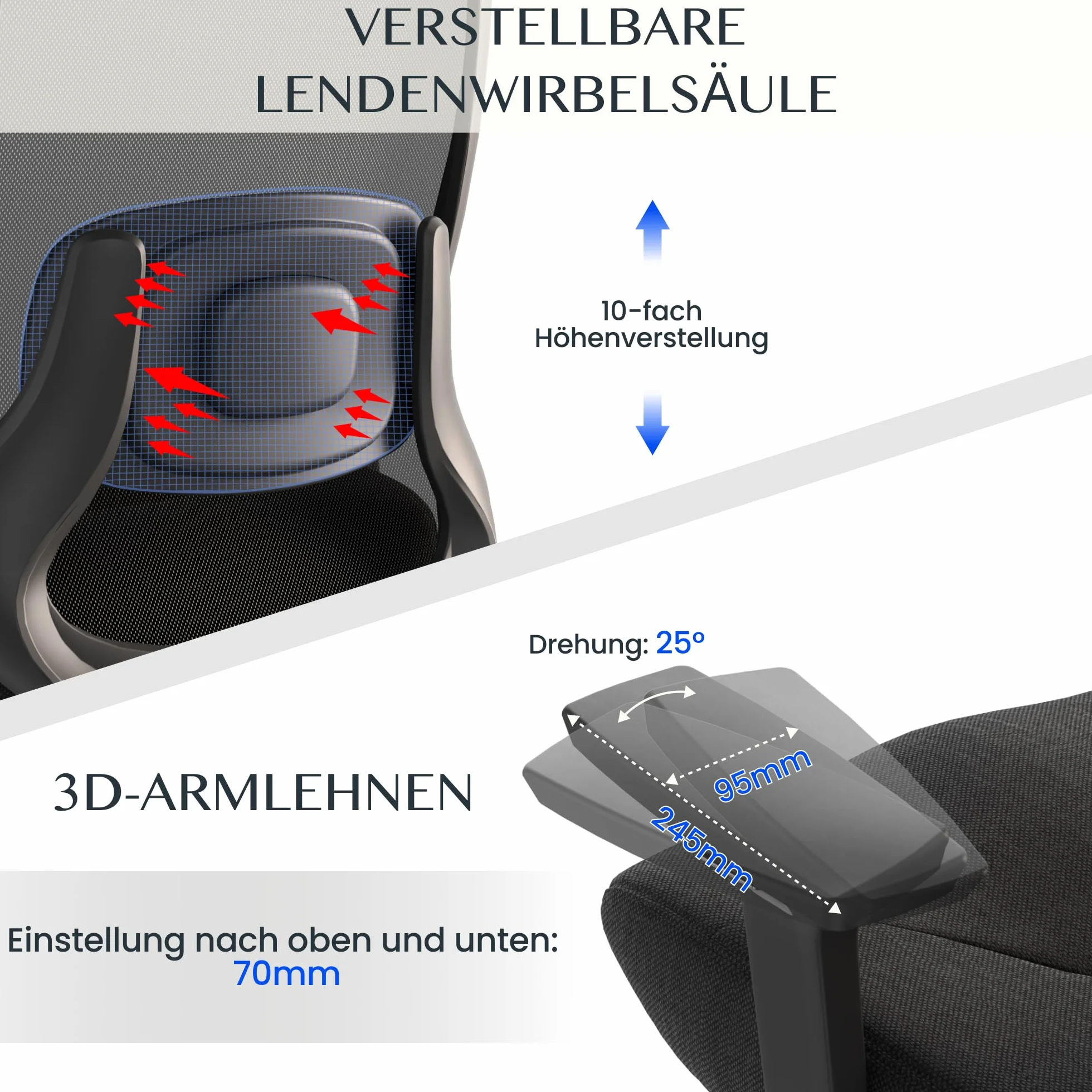 FLEXISPOT MasterEase Masażowe Krzesło Biurowe z Podnóżkiem i Gumowymi Kółkami, Ergonomiczne Krzesło Biurowe z 2D Wsparciem Lędźwiowym z Funkcją Grzania i Masażu (Czarny (z podnóżkiem PLUS kołami))