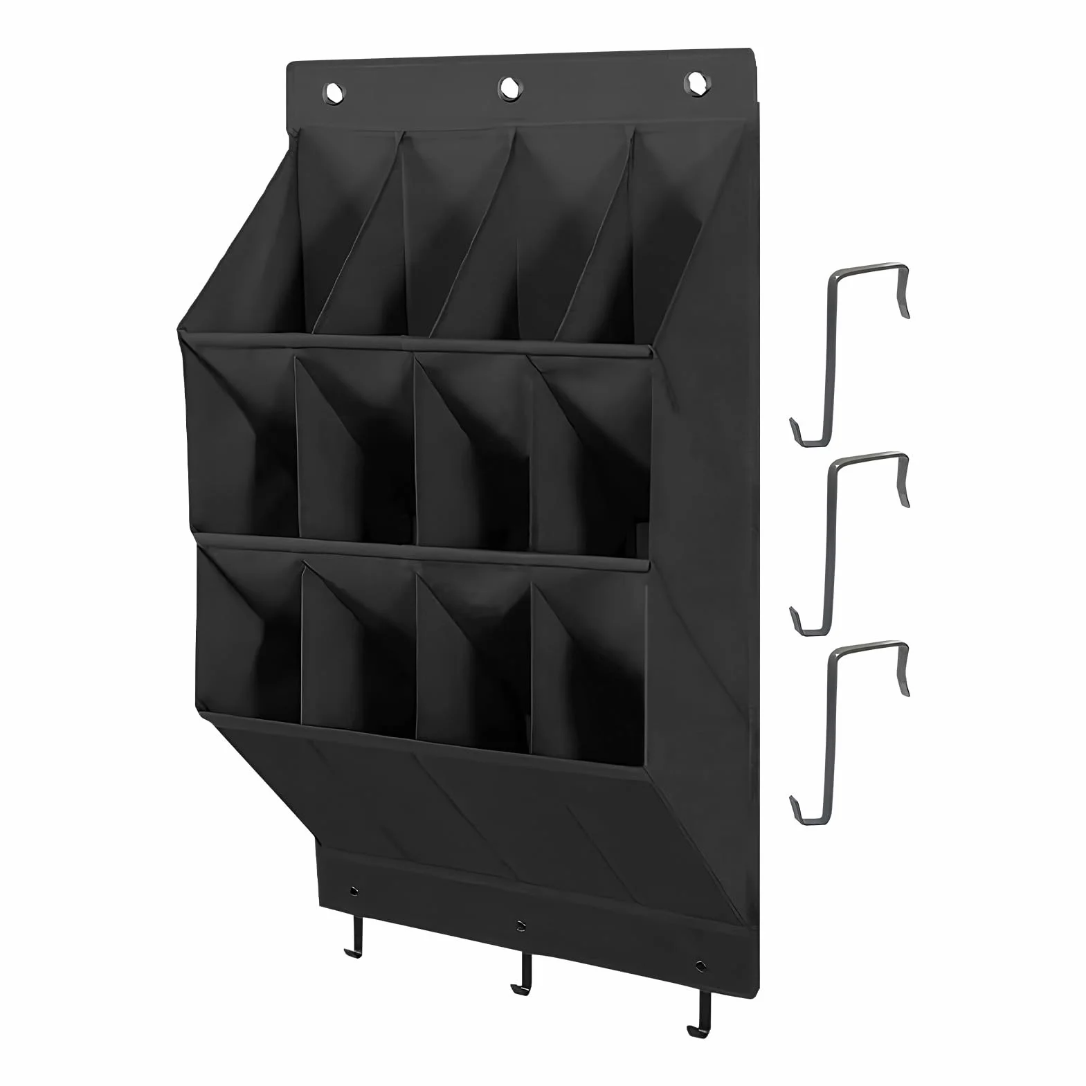 Hanging Shoe Storage, 12-Pocket Over Door Organizer, Closet Storage Rack with Reinforced Hooks, Multi-Purpose for Shoes Toys Accessories, Bedroom Dorm Apartment Office Nursery Garage Use