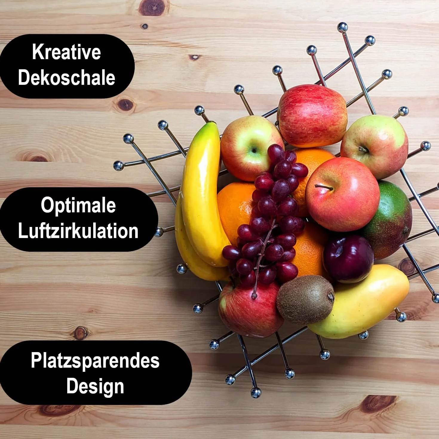COM-FOUR® miska na owoce wykonana z chromowanej stali nierdzewnej - ozdobny kosz na owoce w kolorze srebrnym - miska na owoce w nowoczesnym stylu (kolor srebrny (chromowany))