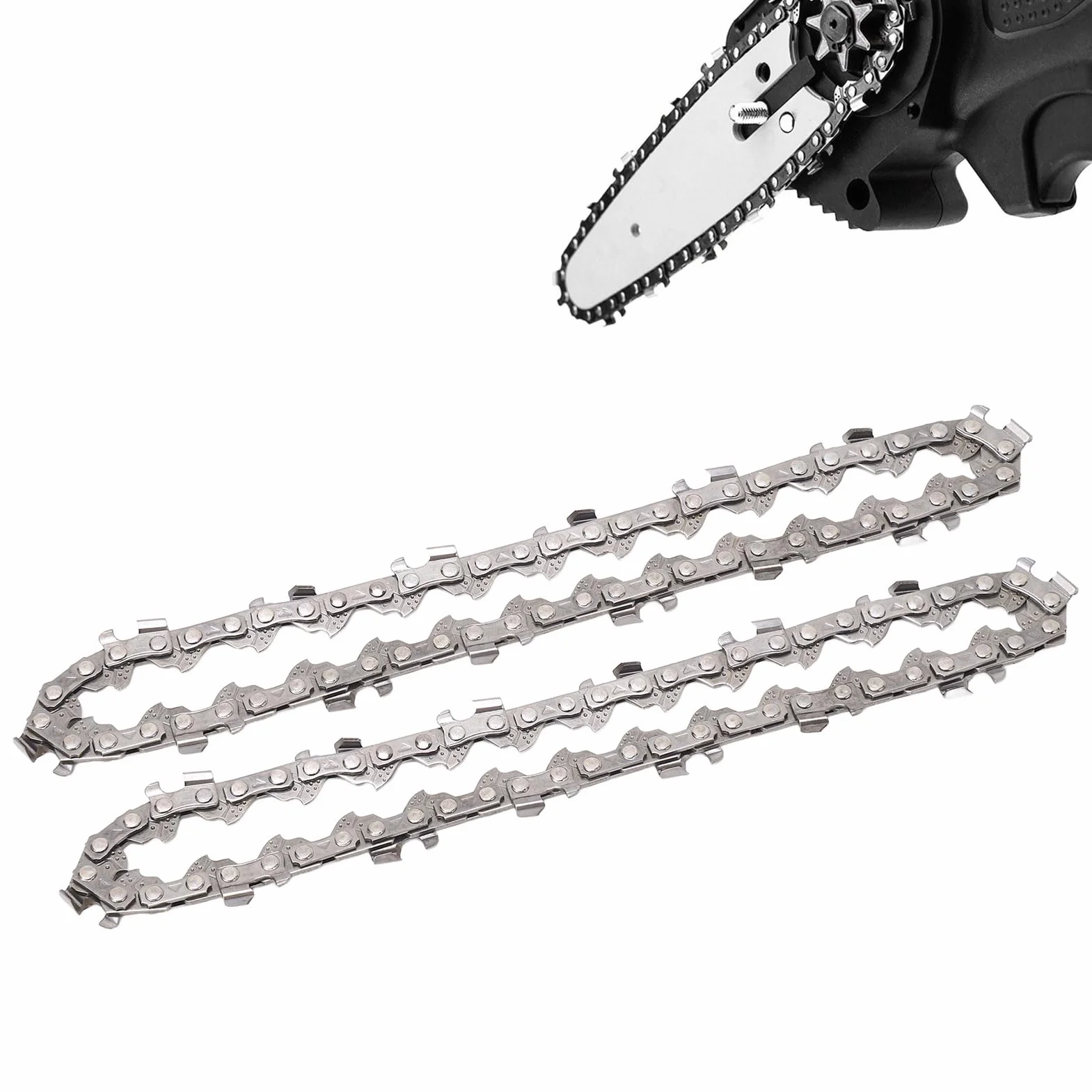 Zestaw 2 łańcuchów do piły łańcuchowej, łańcuch zapasowy, 10 cm, do piły łańcuchowej, mini akumulatorowe piły łańcuchowe, zapasowy łańcuch do piły łańcuchowej z 28 ogniwami napędowymi, do mini