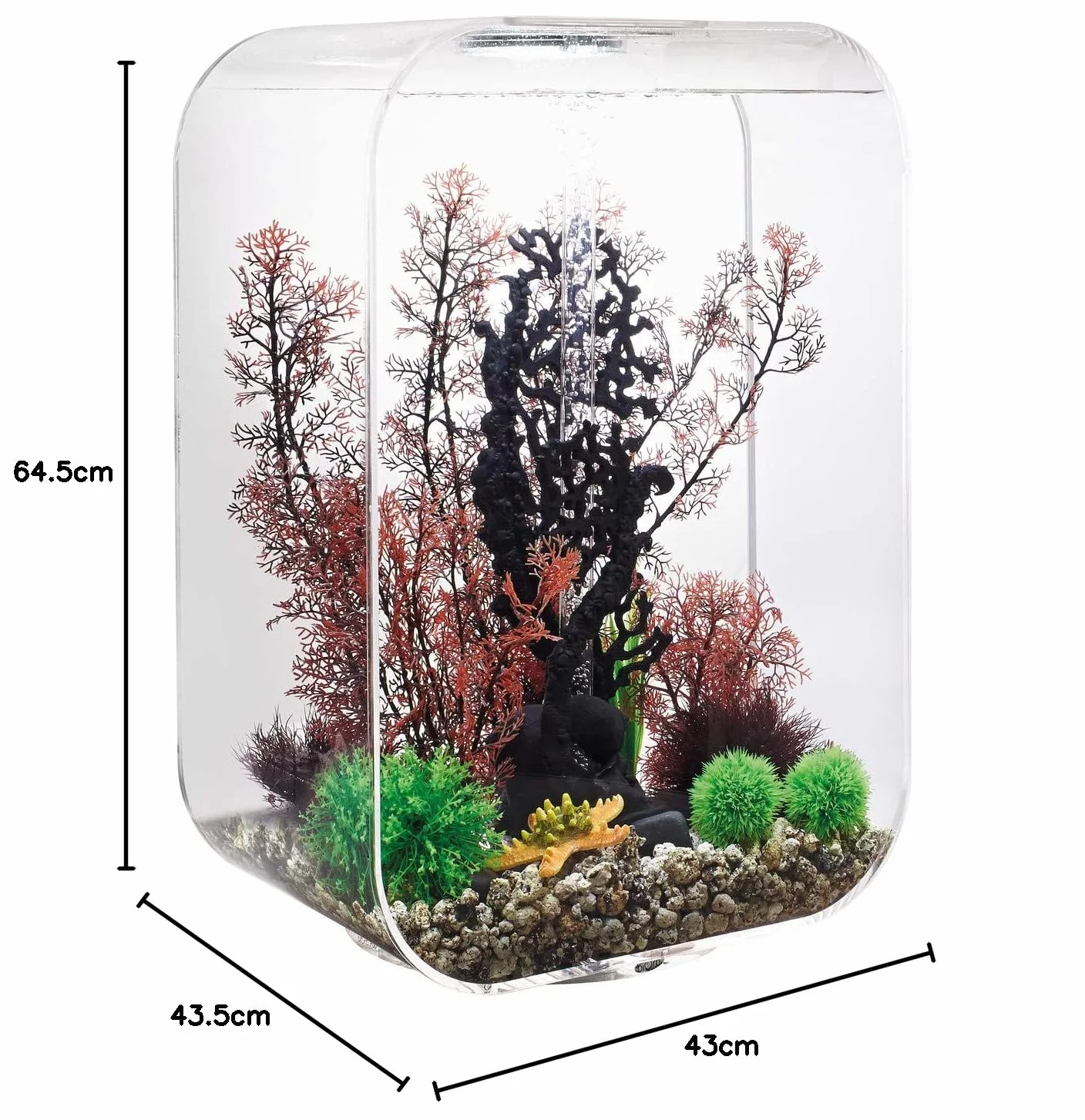 biOrb 72059 LIFE 60 MCR, przezroczysty, 60 l – zestaw do akwarium z systemem filtrowania, wielokolorowe oświetlenie, ceramiczny podkład podłogowy z wytrzymałego szkła akrylowego