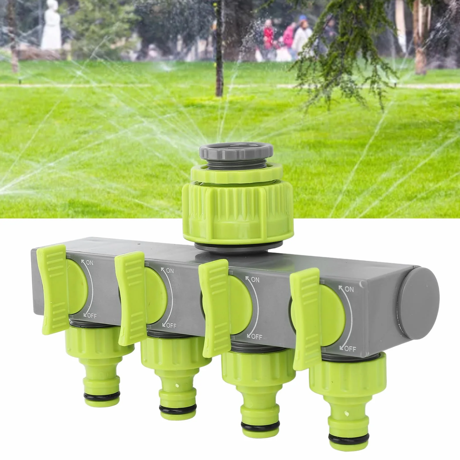 4-kierunkowy Rozdzielacz Węża, Adapter Czopa Węża ABS Rozdzielacz Węża Ogrodowego do Patio na świeżym Powietrzu i Parku (GRAY)