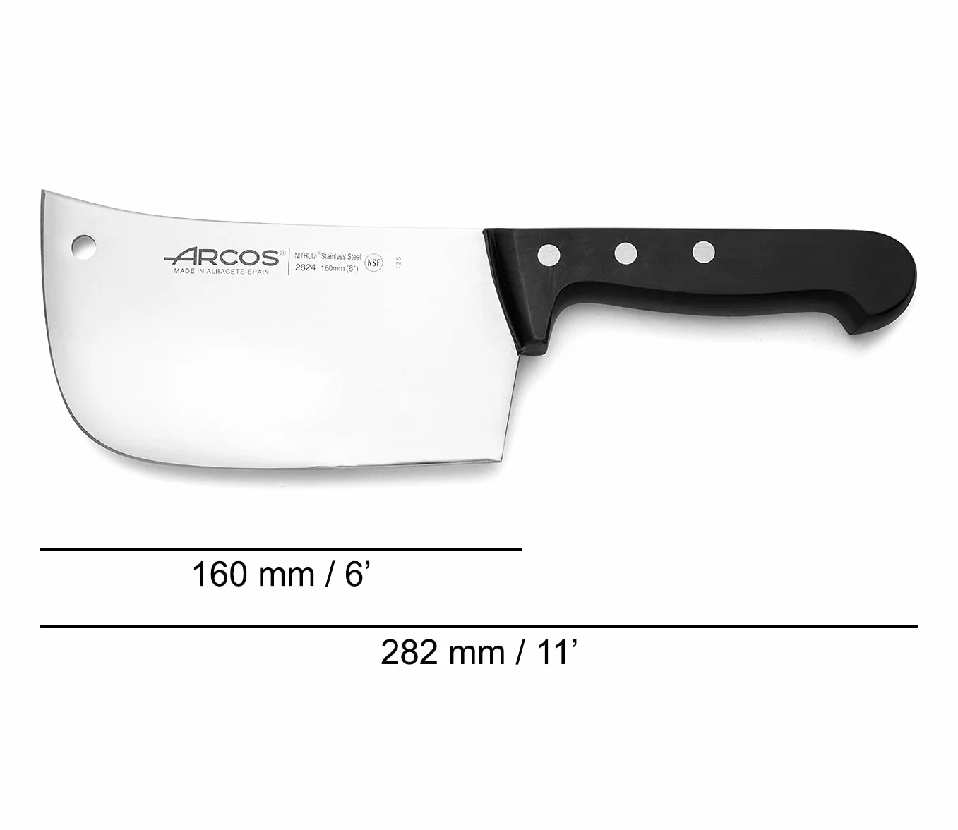 Arcos Seria Universal – tasak – ostrze ze stali nierdzewnej Nitrum 160 mm – uchwyt ręczny polioksymetylen (POM) kolor czarny
