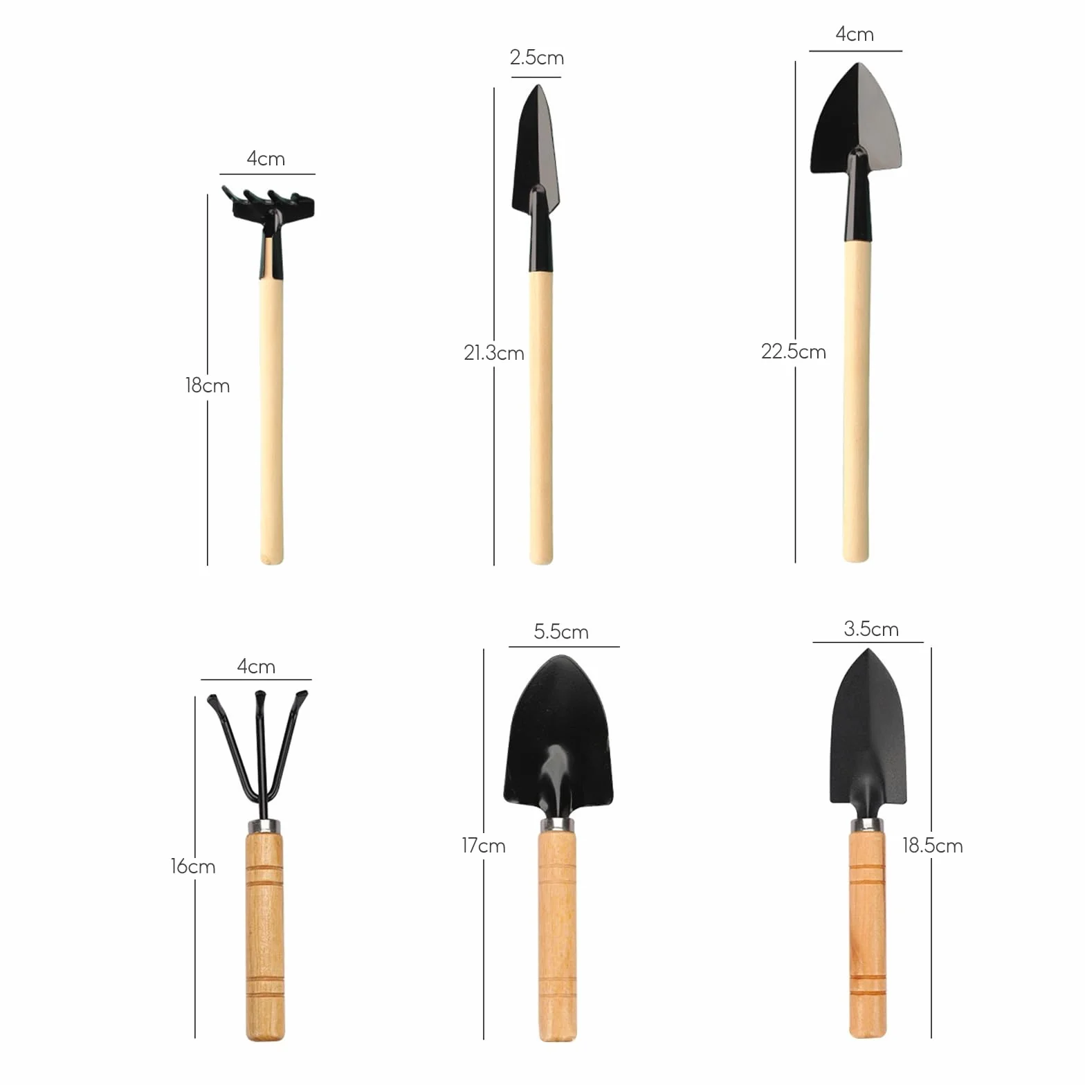 Zestaw mini narzędzi ogrodowych, 6 sztuk mini łopatki, mini narzędzia do sadzenia, mini drewniane uchwyty, mini ręczne mini łopatki, narzędzie do sadzenia, narzędzie do bonsai