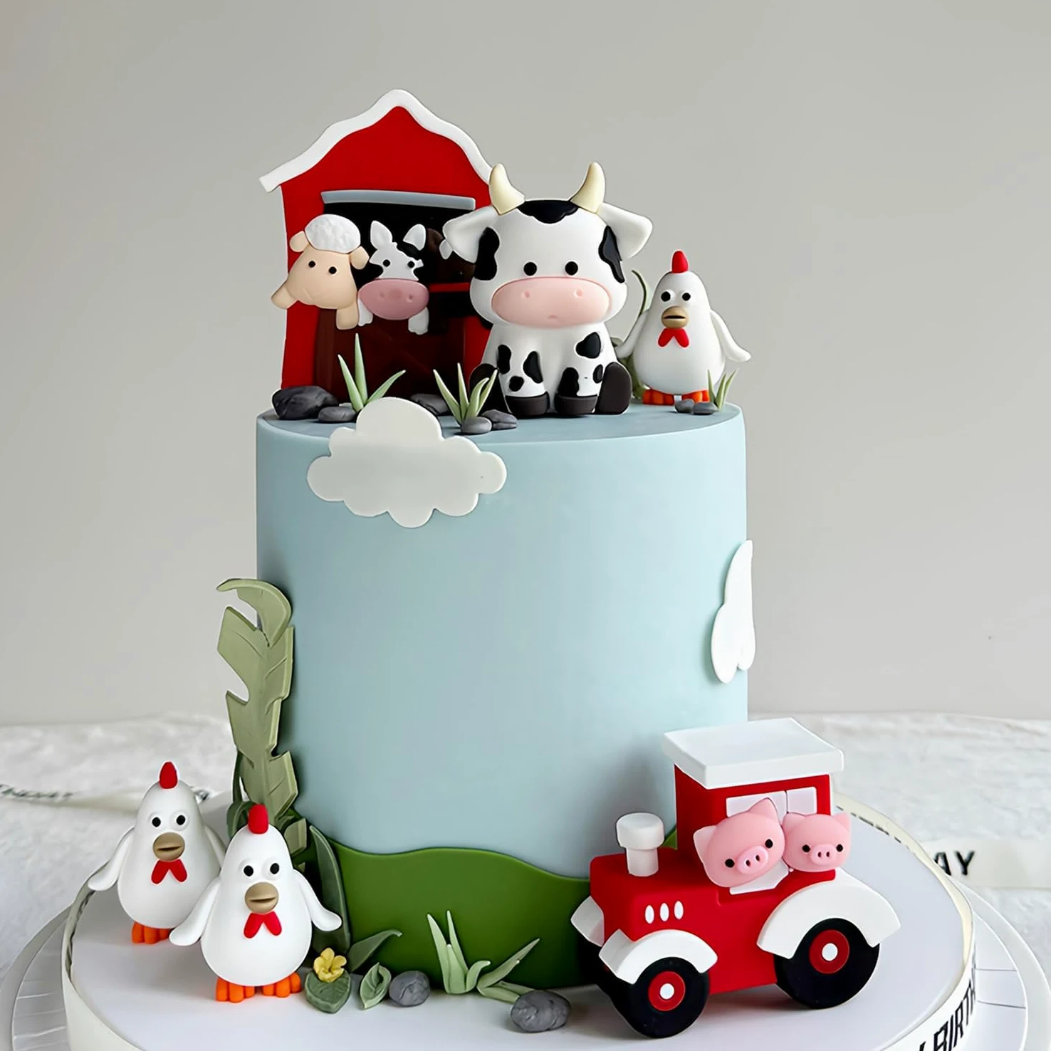 6 dekoracyjnych figur do urodzin na farmie, dekoracja do ciasta zwierzęta, idealne do dekoracji tortów na urodziny i na baby shower, chłopiec i dziewczynka (czerwone)