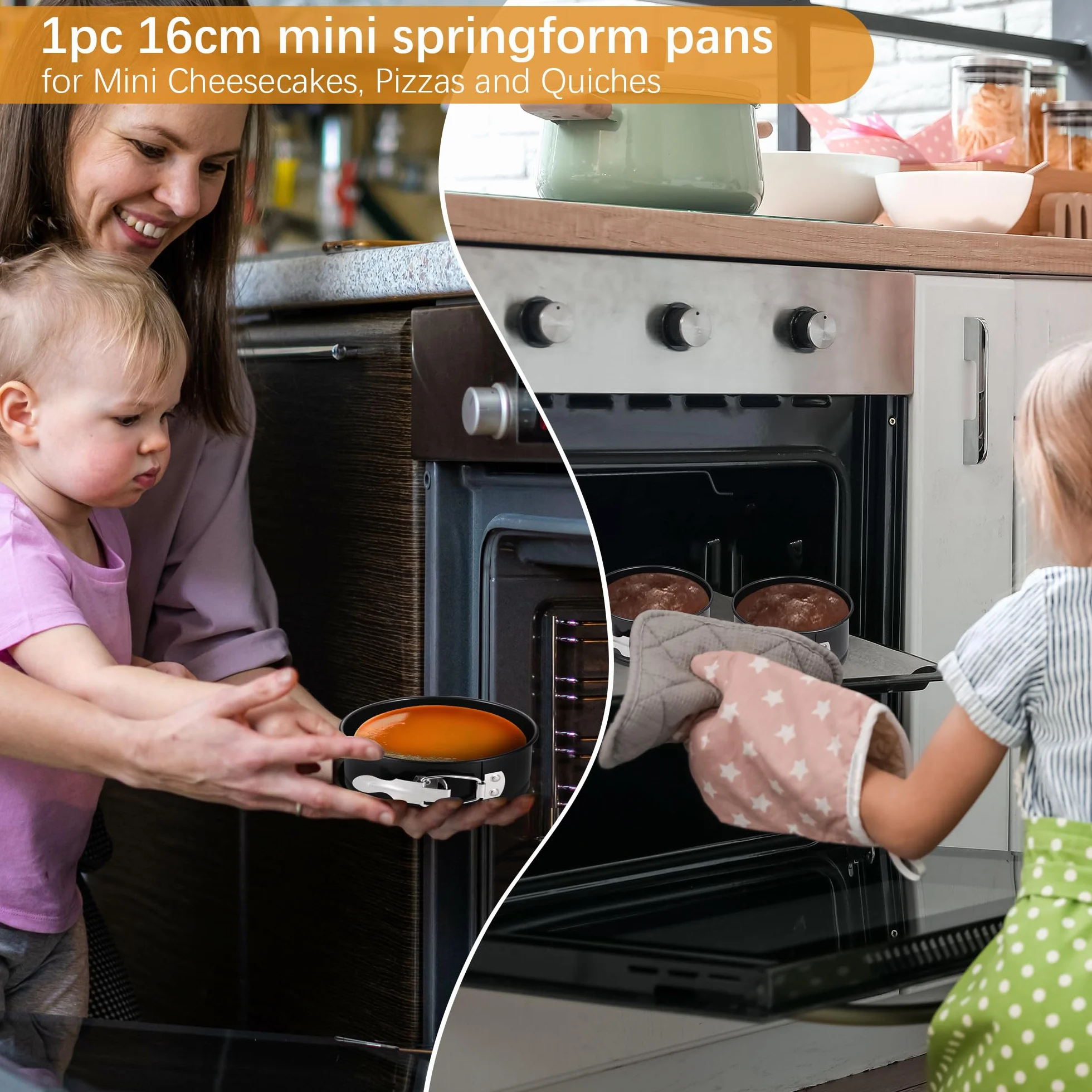 Zocipro Okrągłe foremki do pieczenia 15 cm, nieprzywierająca forma do pieczenia ze zdejmowanym dnem, małe foremki do sernika, do ciasta, sernika, pizzy, quichów, 15 cm