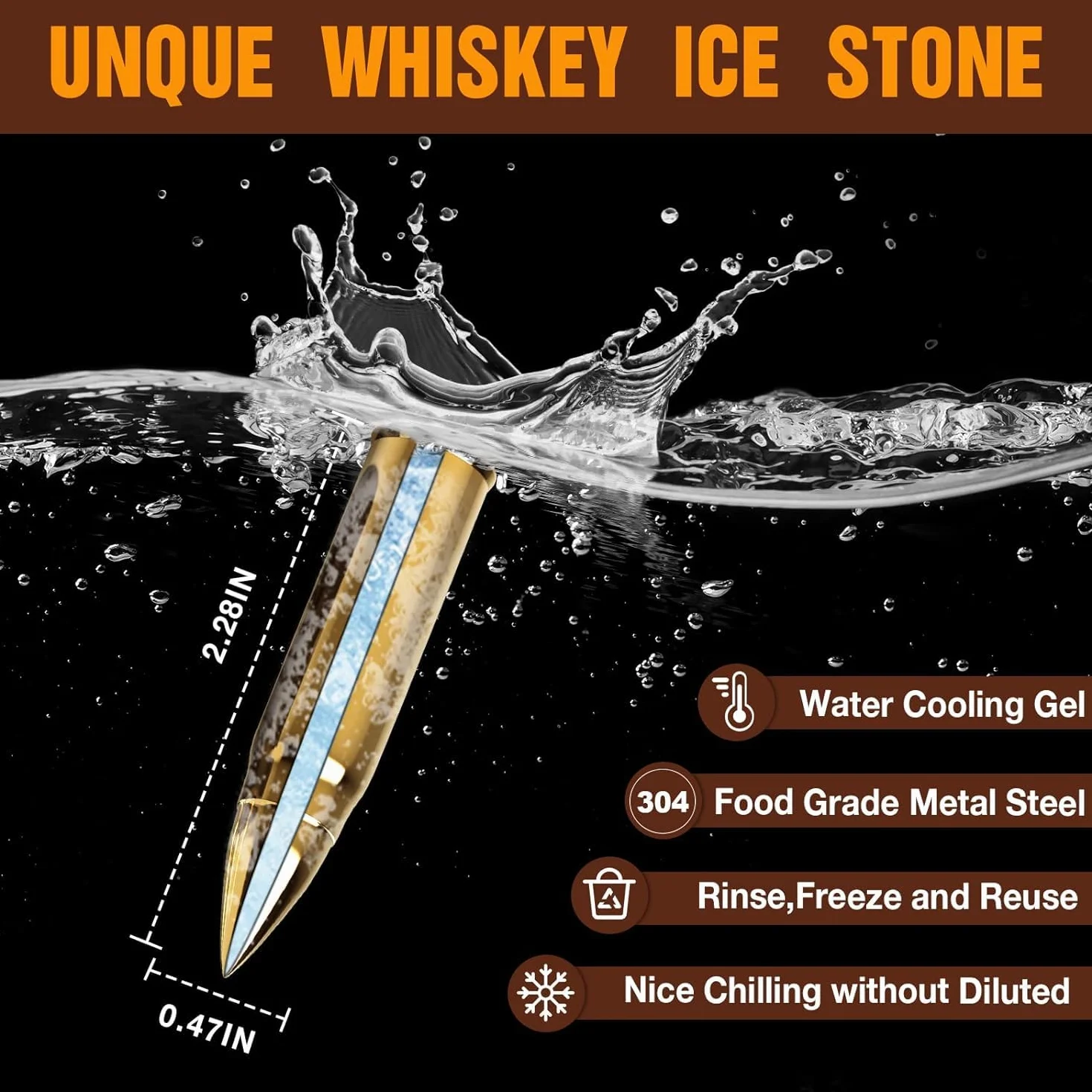 Kostki lodu do wielokrotnego użytku, ze stali nierdzewnej, z technologią High Cooling, do whisky, wódki, likieru, wina, pomysłów urodzinowych dla taty, przyjaciela, męża