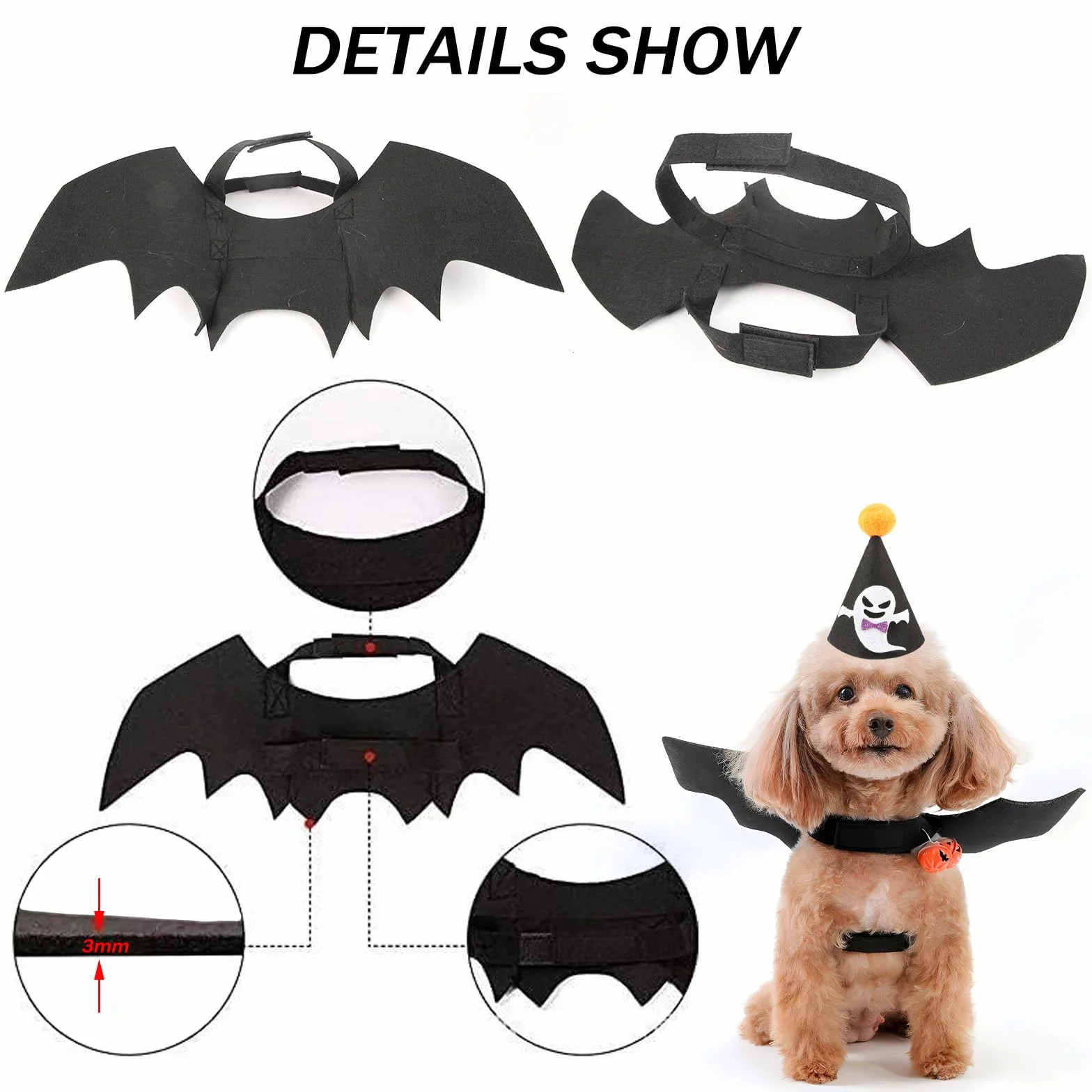 Kostium na Halloween dla zwierząt domowych, skrzydła nietoperza dla kota kostiumy dla kota na cosplay karnawał