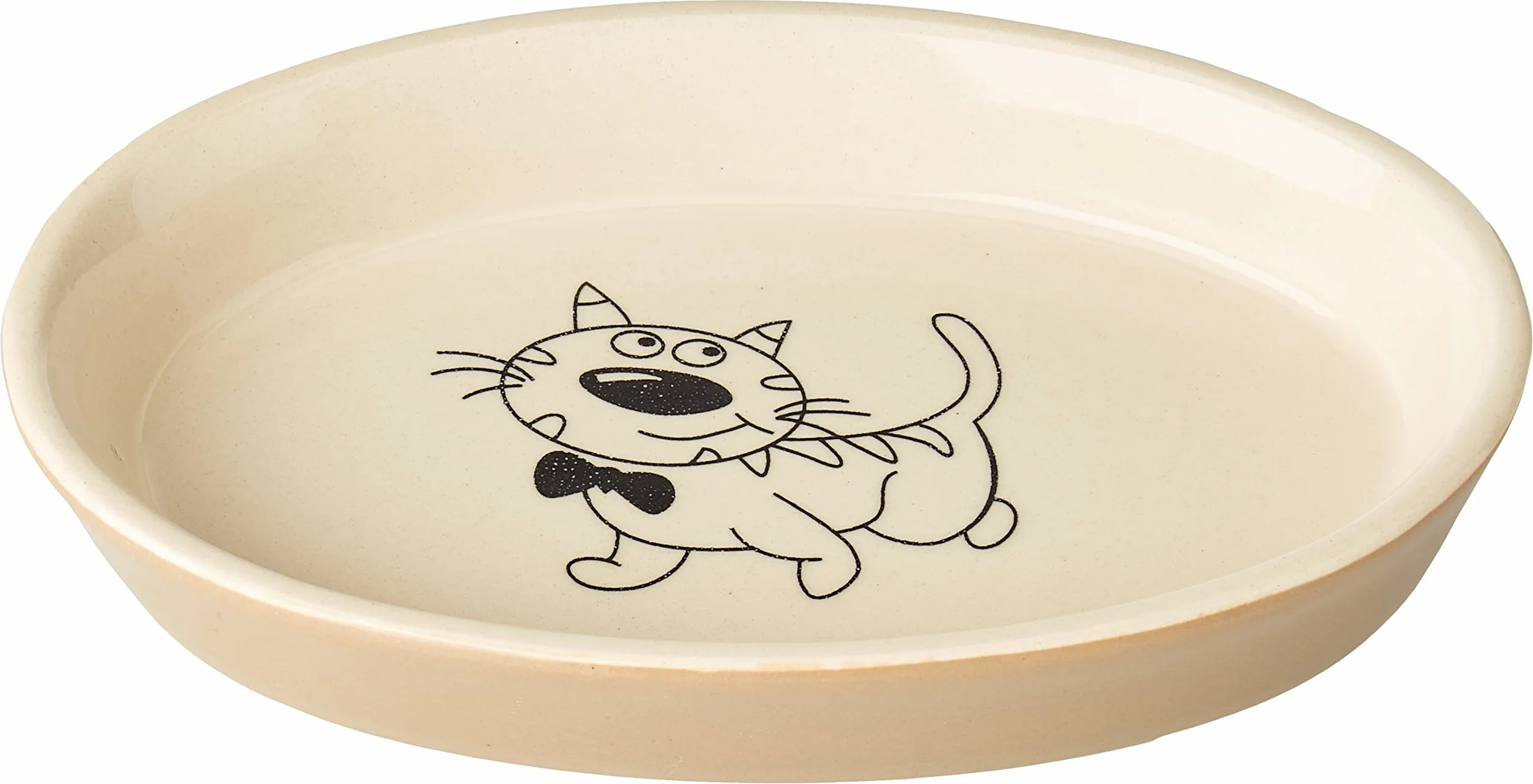 Nobby ceramiczna miska owalna dla kota jasnobrązowa/beż 17x11x2,5 cm