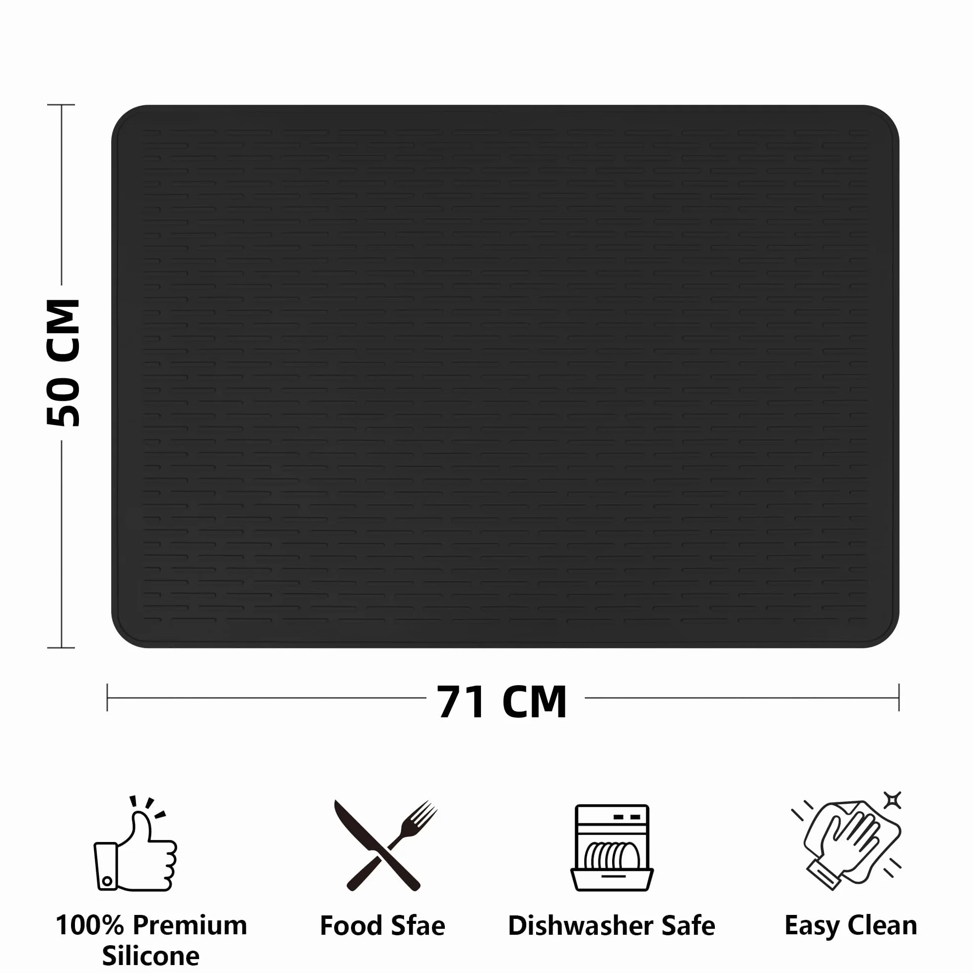 Mata silikonowa XXL do suszenia naczyń 71 x 50 cm odporna na zarysowania