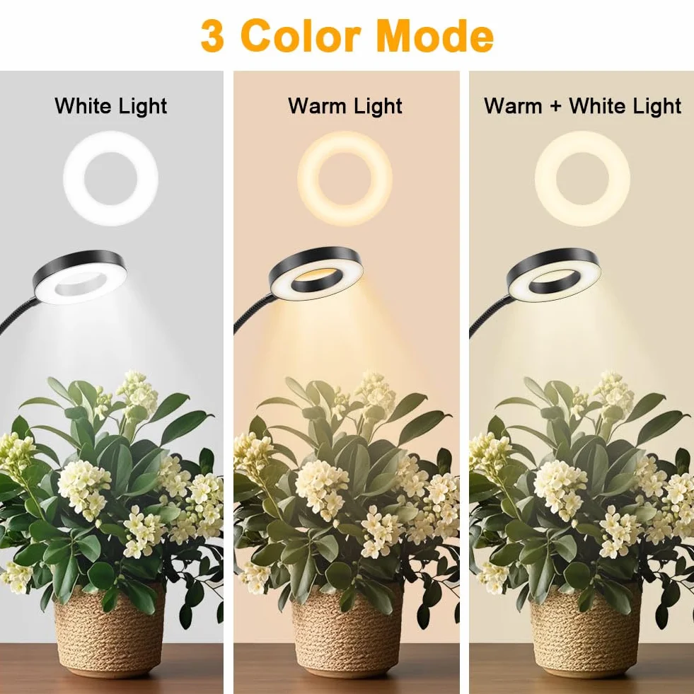 Lampy do uprawy roślín, podwójna głowica 96 diod LED, z timerem i klipsem, 3 kolory, 360° uprawa, balkonów, szklarni