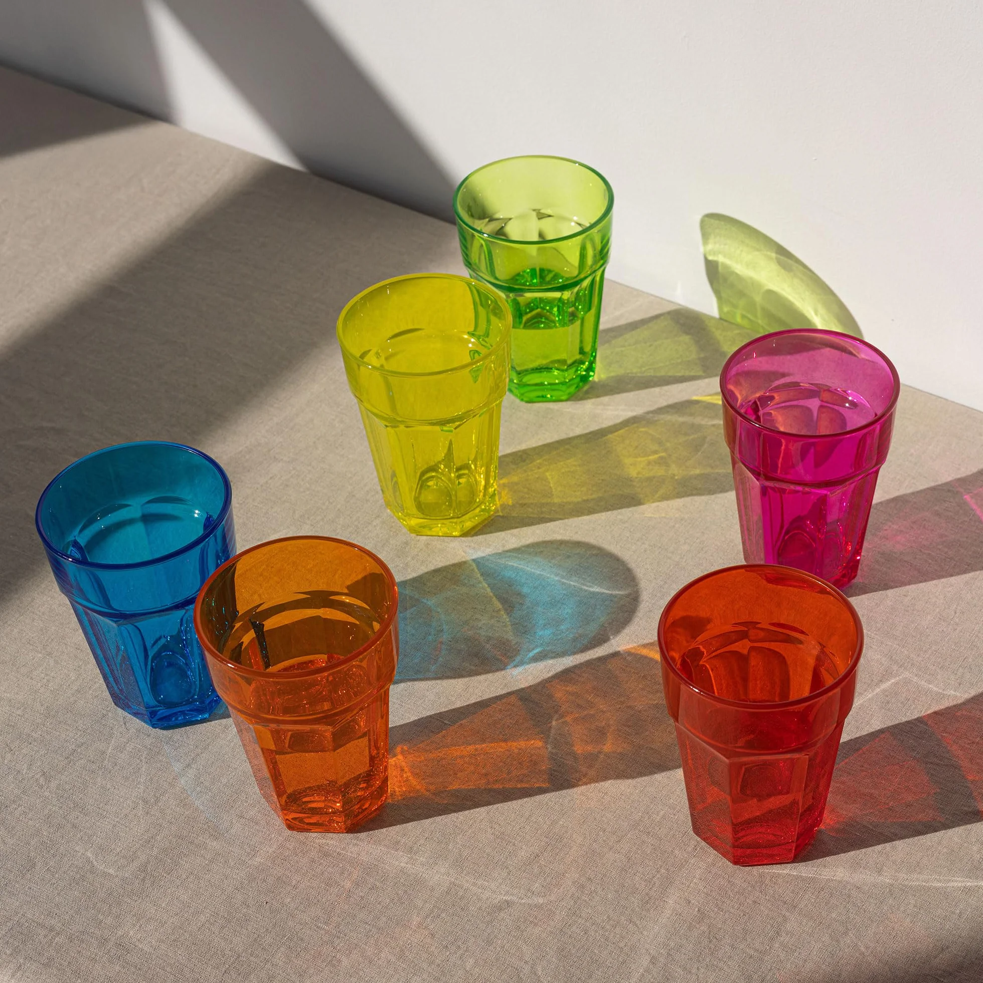 TREND FOR HOME Szklanki do Wody 425 ml Zestaw 6 Kolorowych Szklanek do Wody Napojów Soków Szklanka Wysoka Szklane Kubki do Longdrinków Szklanki Wysokie Styl Retro | Gigi Vivid Rainbow