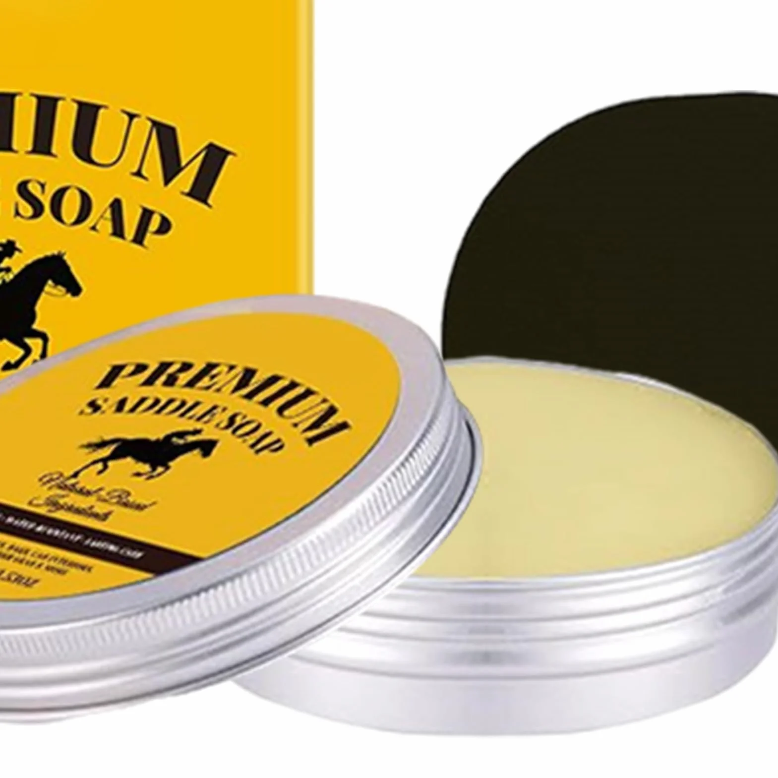 Saddle Soap Leather Conditioner 100g Boot Cleaner ABS Case With Sponge