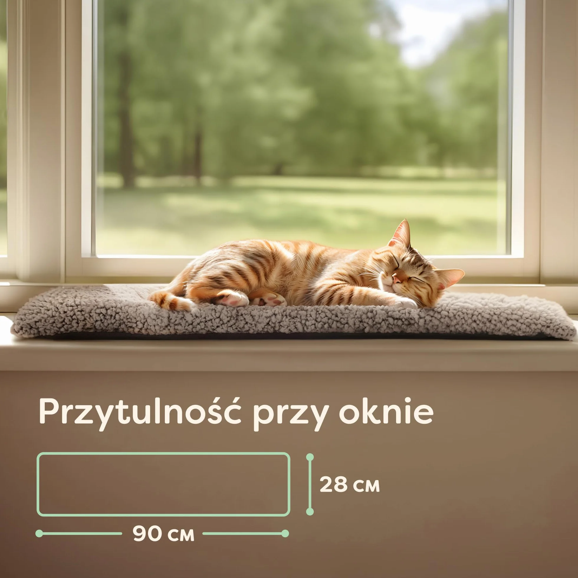 Legowisko Na Okno Dla Kota 90 cm Mata Samonagrzewająca Się Antypoślizgowa Hamak Szary