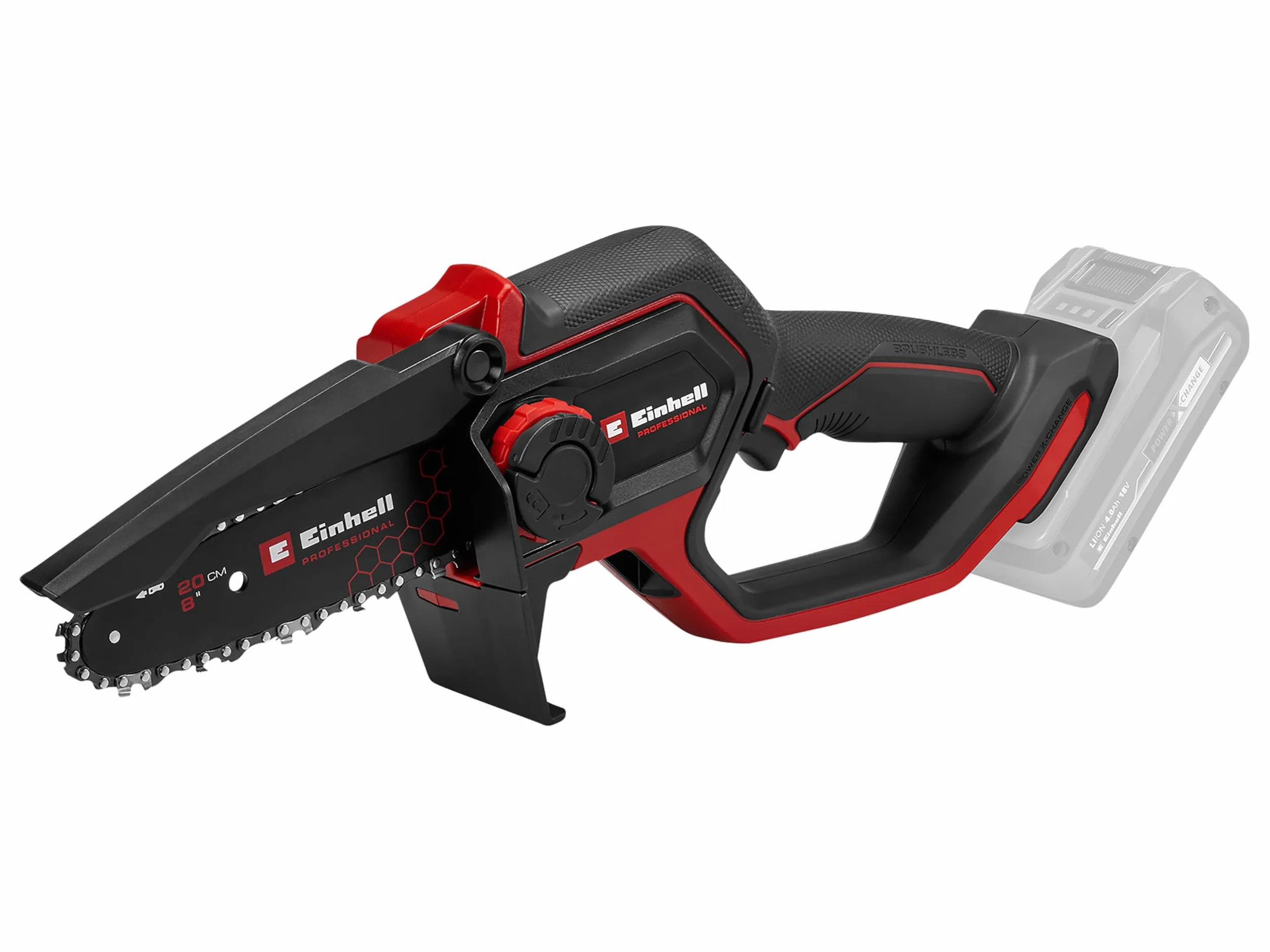 Einhell Profesjonalna akumulatorowa piła łańcuchowa GP-PS 18/20 Li BL-Solo Power X-Change (18 V, długość cięcia 15 cm, bezszczotkowa, prędkość łańcucha 8 m/s, automatyczne smarowanie łańcucha, bez
