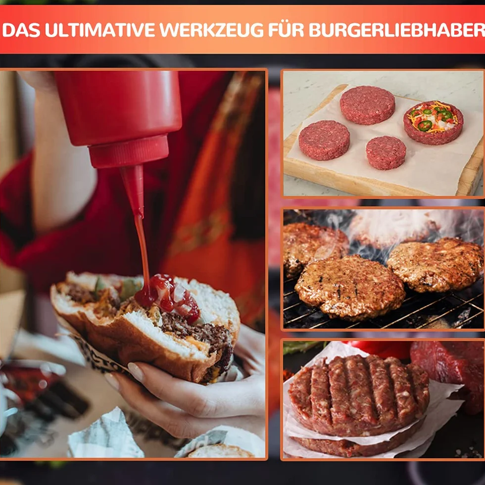 3 w 1 Prasa do Burgerów, Zestaw do Robienia Hamburgerów, Prasa do Burgerów z Nieprzywierającą Powierzchnią, Foremka do Hamburgerów, Narzędzie do Grillowania na Barbecue, Akcesoria do Kuchni, W
