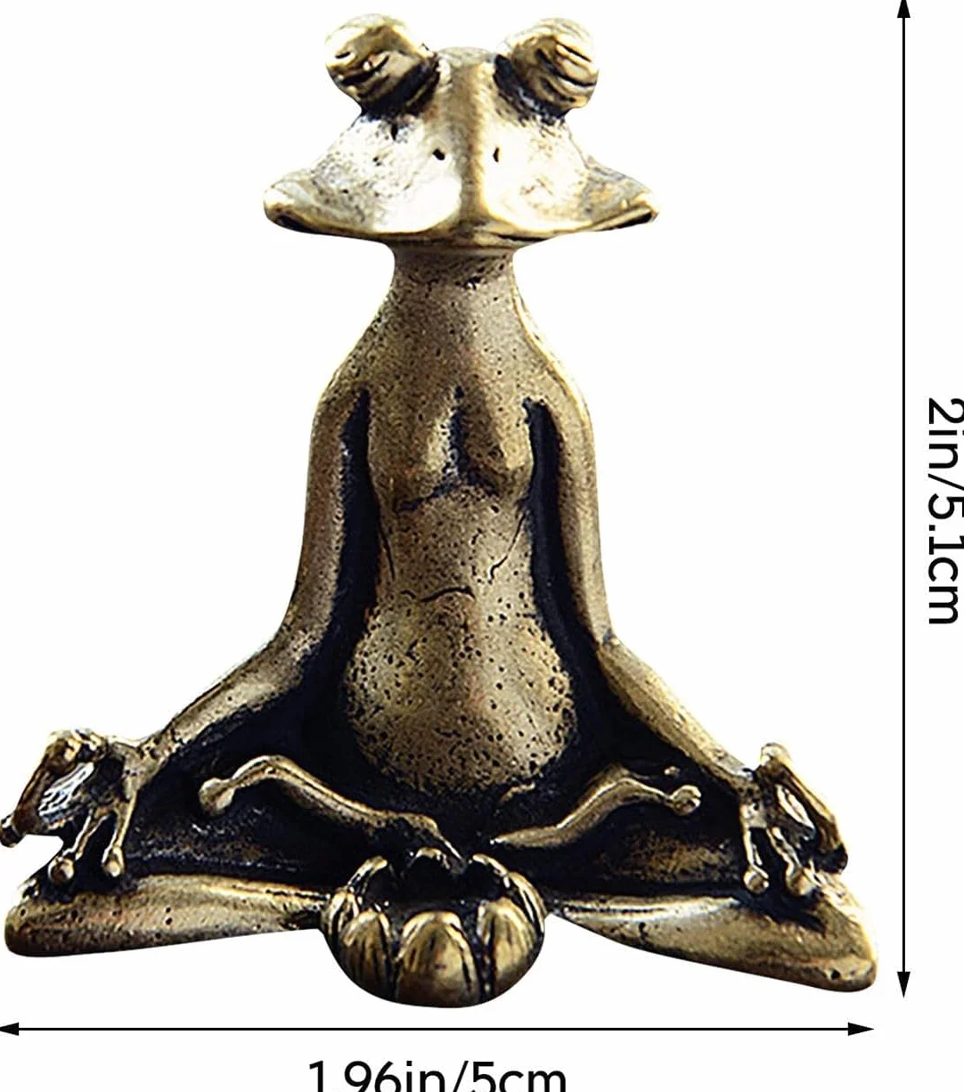 Żaba do jogi, metalowa statuetka medytacyjna, na biurko, zabawna żaba ogrodowa, do dekoracji wewnątrz i na zewnątrz