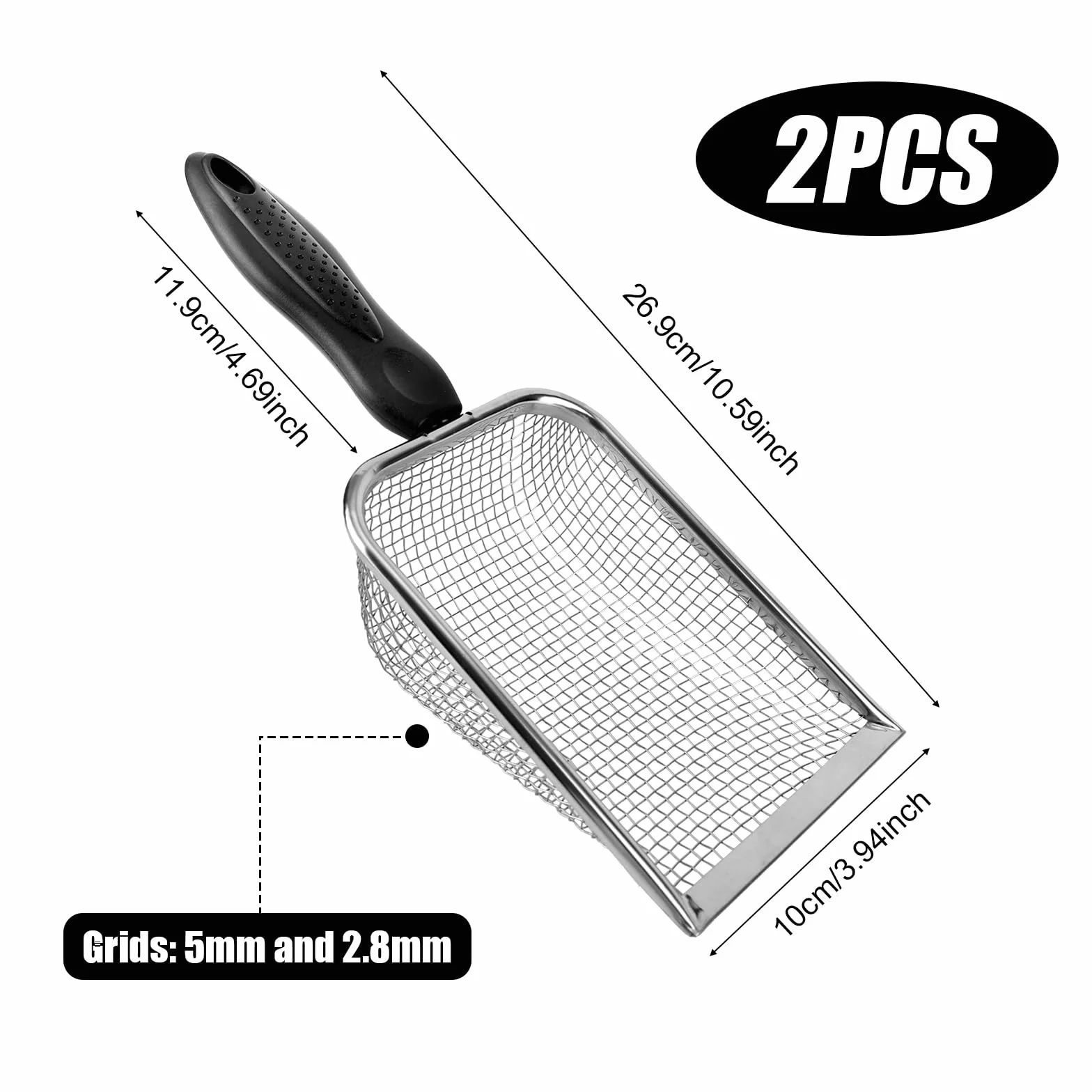 Gosknor 2 Szt. Sito do Gleby Ogrodowej, 5 i 2,8 mm Sito do Piasku i Kompostu z Ergonomicznym Uchwytem Łopatka Piasku i gleby Ogrodowej Skał Ziemi Kompostu