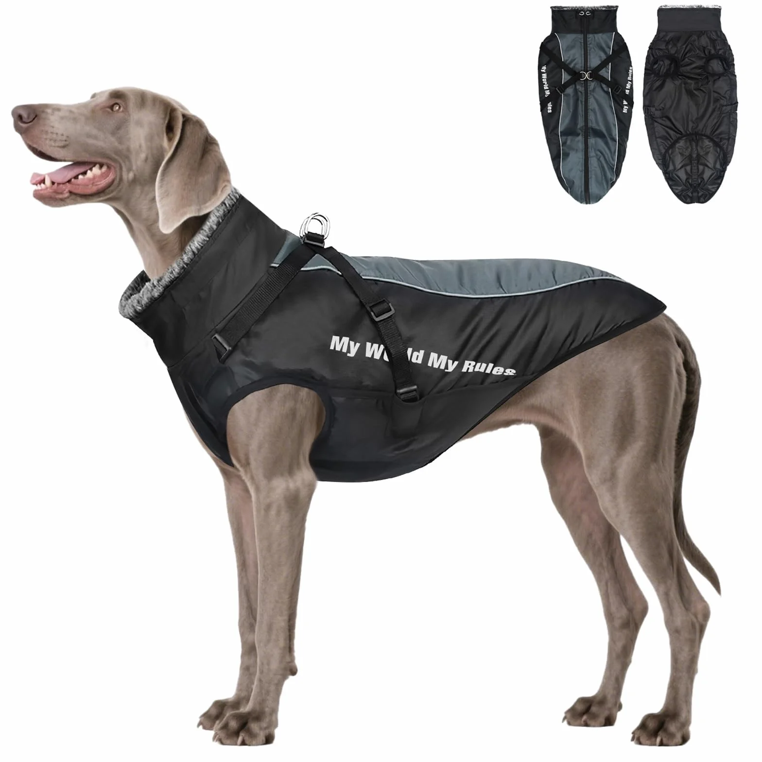 Kurtka Zimowa Dla Psa Outdoor Sports, Odblaskowa Kurtka Śnieżna dla Psa z Szelkami, Ciepła Kurtka dla Psa, Wiatroszczelna I Wodoodporna z Odpinanymi Szelkami dla Średnich Psów (2XL)