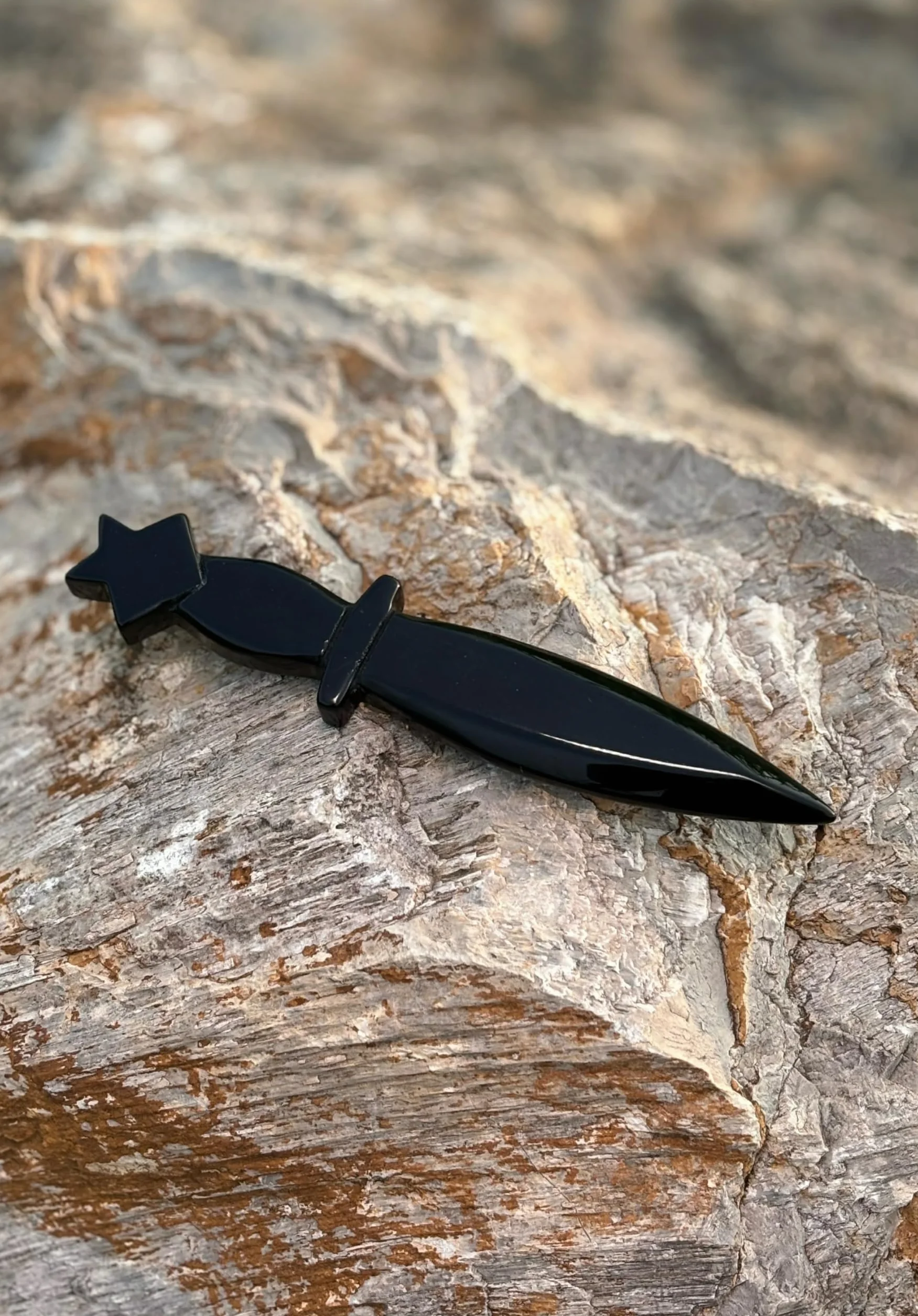 Gbrand Obsydian Wicca Zestaw Atamu i Kielicha, Czarny Pentacle Wiccan Materiały i narzędzia do Altar (Athame)
