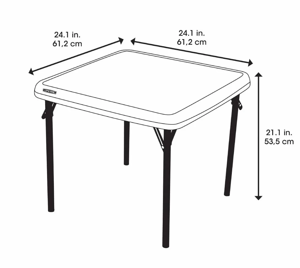 LIFETIME 80425 24 cale x 24 cale (61 cm x 61 cm) kwadratowy stół składany dla dzieci - migdałowy