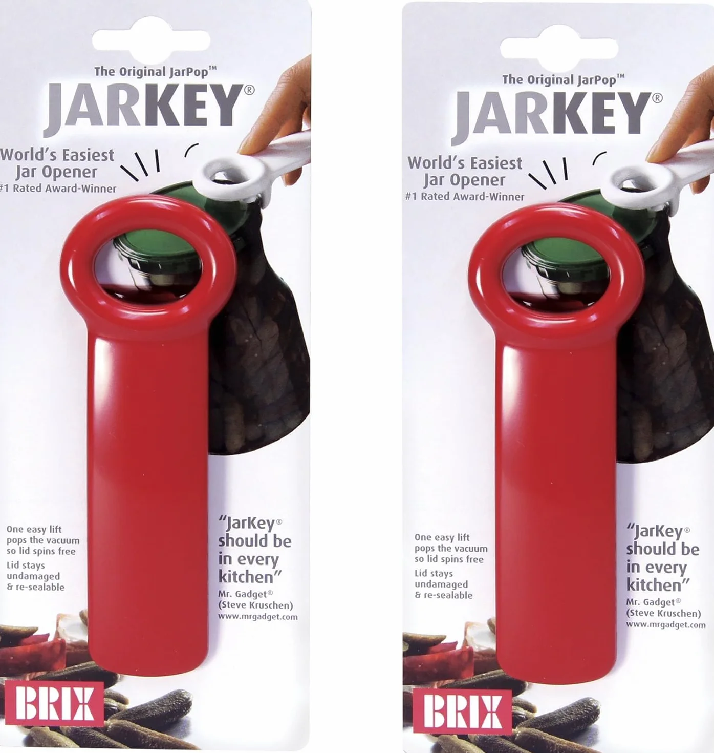 Brix JarKey oryginalny otwieracz do słoików Easy Jar, zestaw 2 szt., czerwony