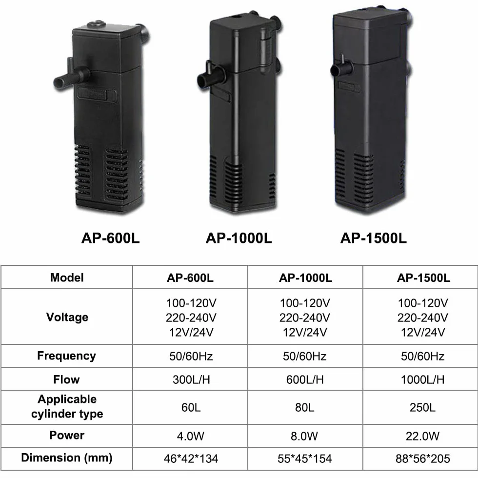 Flintronic Filtr wewnętrzny akwarium 4W 300L/H Pompa akwariowa