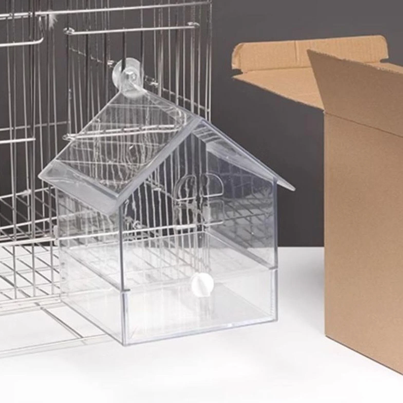 Acrylic Bird Bath for Cage, Large No-Leak Bathtub, Drawer-Style Easy-Clean Design for Cockatiels Small Birds