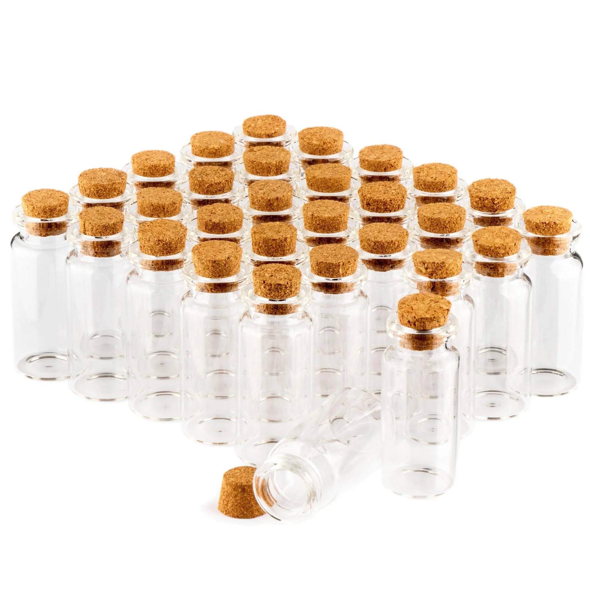 COM-FOUR® 30x sloiczki na przyprawy 10ml z korkiem, zestaw mini szklanych buteleczek, zestaw kieliszków upominkowych, przechowywanie olejków, przypraw, ziól lub herbaty (030 sztuk)