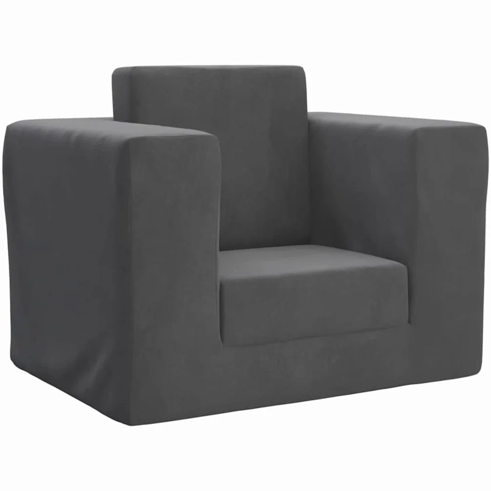 Sofa do spania dla dzieci, antracytowa, miękki plusz, meble do pokoju dziecięcego ze zdejmowaną poszewką, tapicerka piankowa, zestaw do spania, łóżko dziecięce, szafa na ubrania