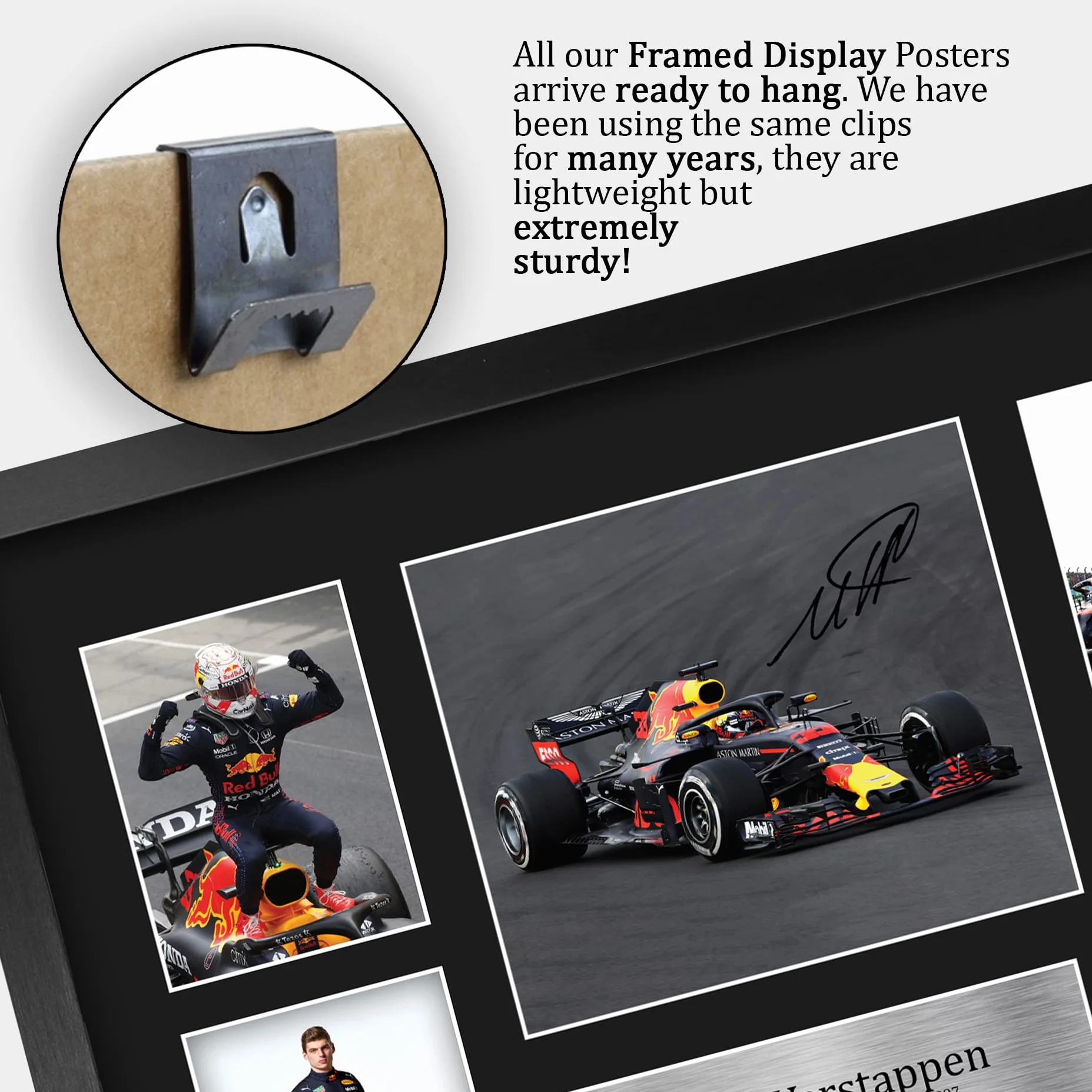 HWC Trading FR A3 Max Verstappen Gifts drukowany autograf wyświetlacz prezentacyjny dla fanów wyścigów Formuły 1, A3, oprawiony