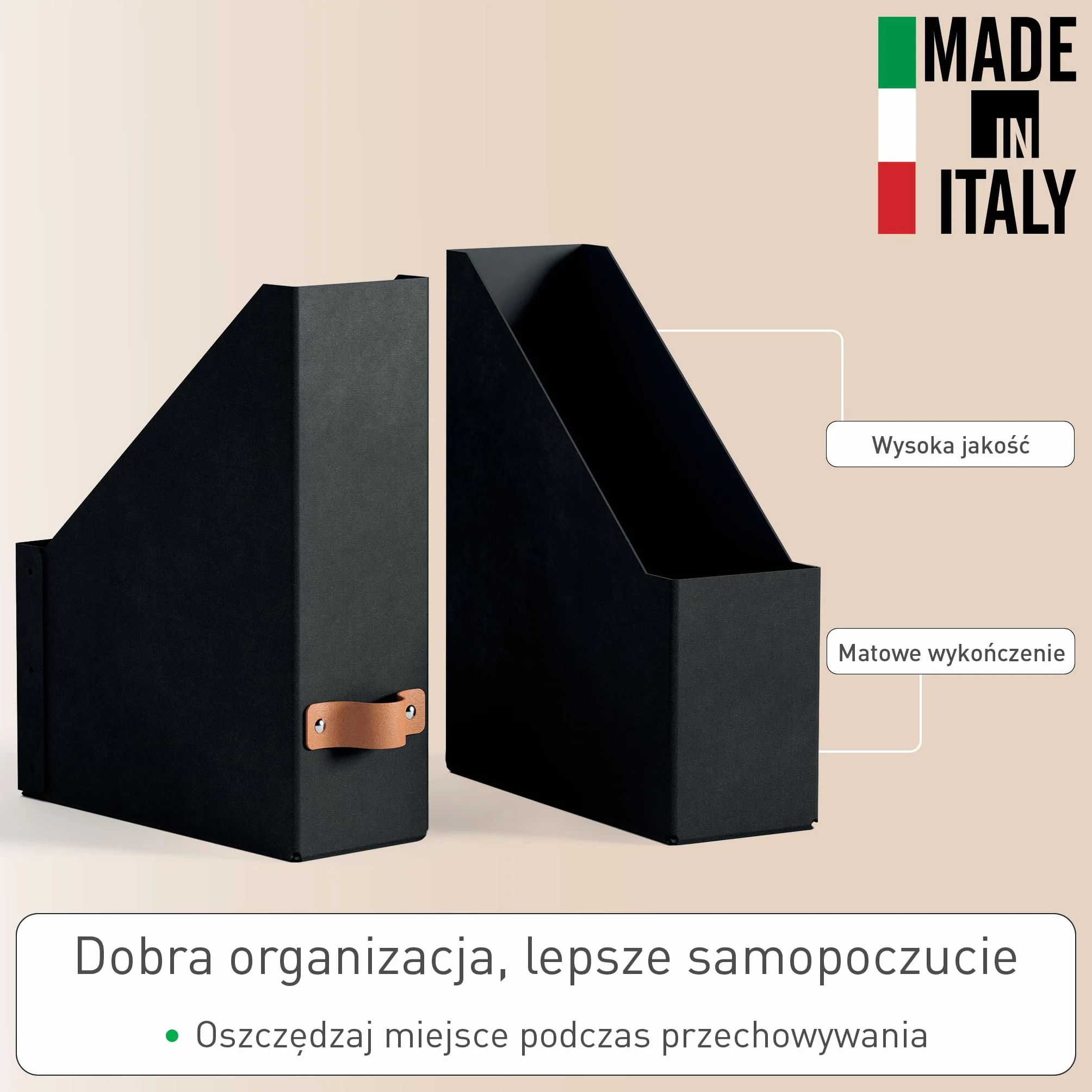 Organizer na Dokumenty Leitz Puro – Zestaw 2x Stojak na Gazety A4, Kompatybilnych z Regałami Modułowymi i Półkami, Pomieści 900 Arkuszy (80 g/m²), 10 x 26 x 31 cm, Czarny
