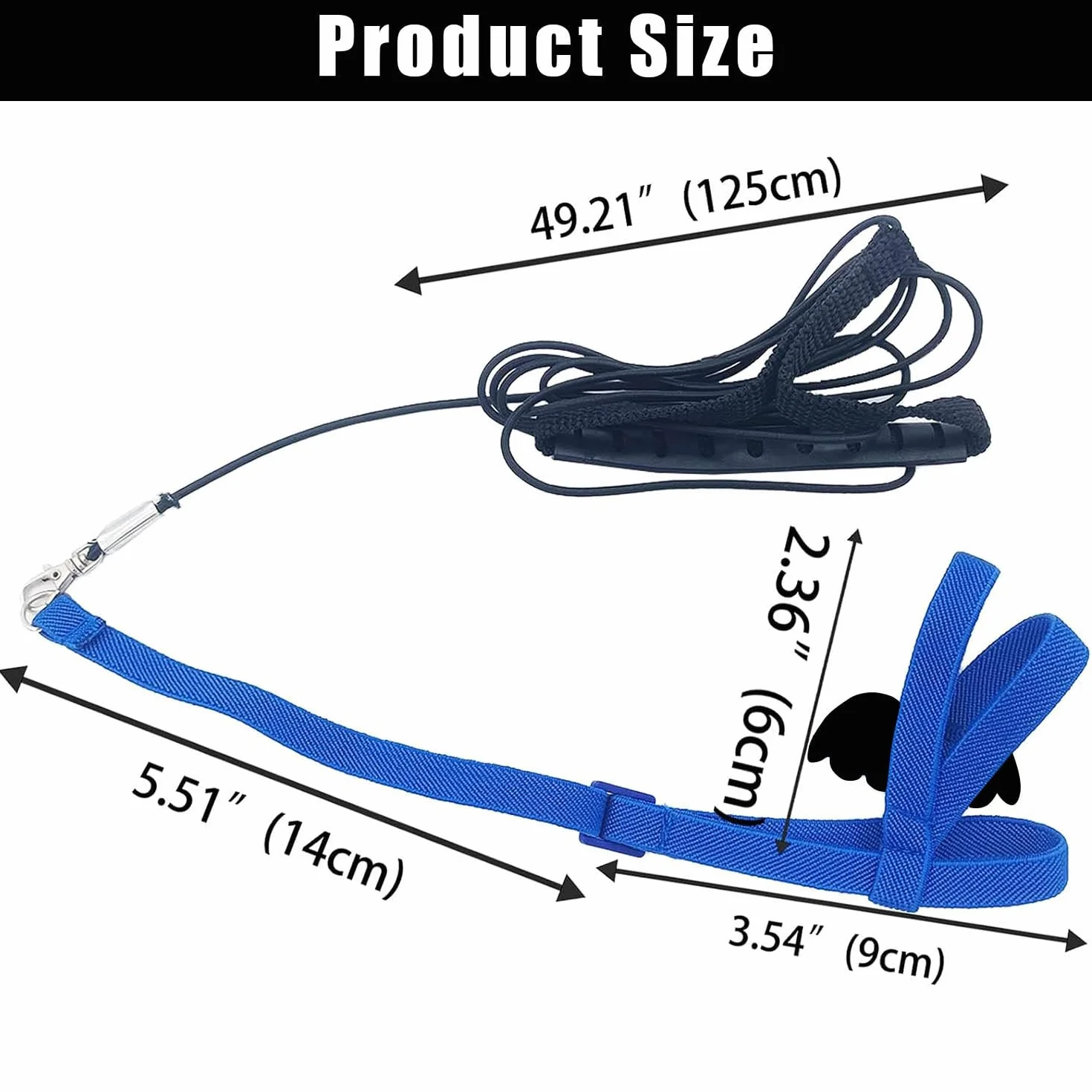 Smycz dla papug regulowana uprząż dla ptaków niebieska