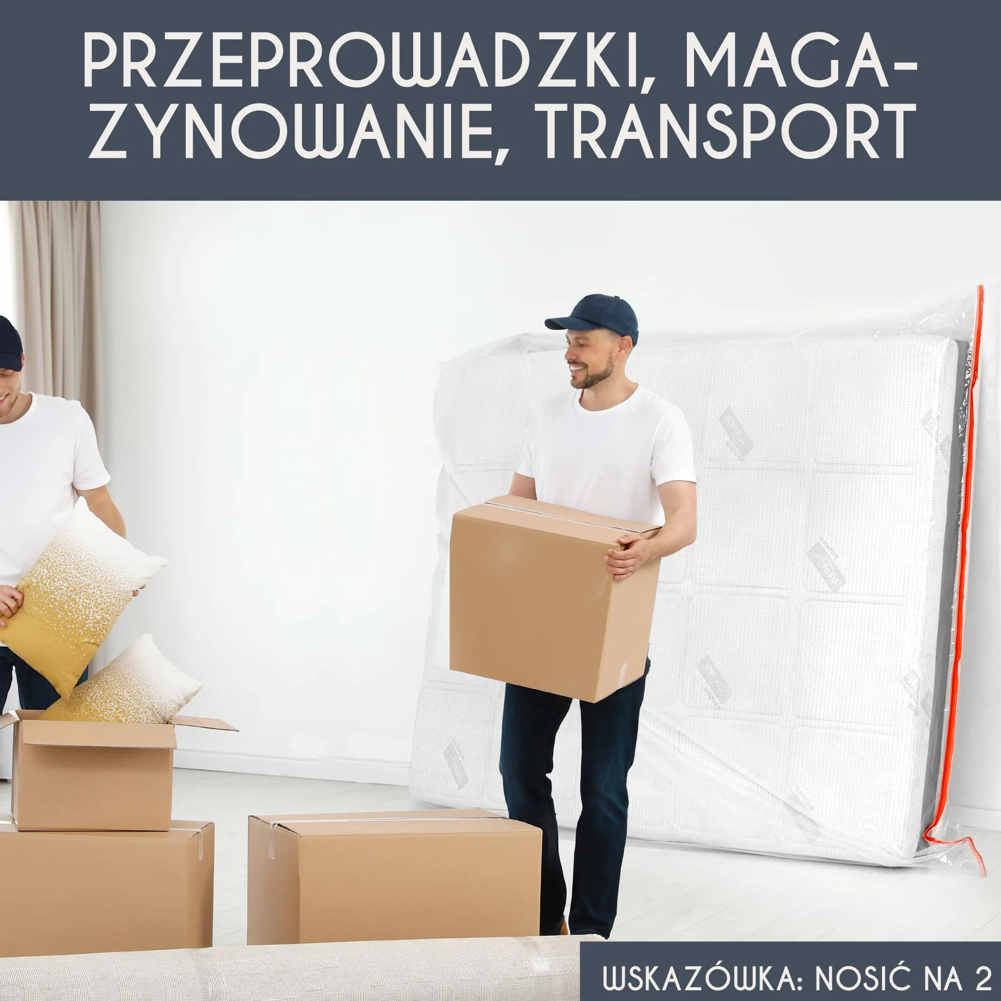 Plastikowy Pokrowiec na Materac 160x200 cm (Grubość 30 cm) - Chroń Swój Materac - Idealny do Przechowywania, Przenoszenia - z Zamkiem Błyskawicznym
