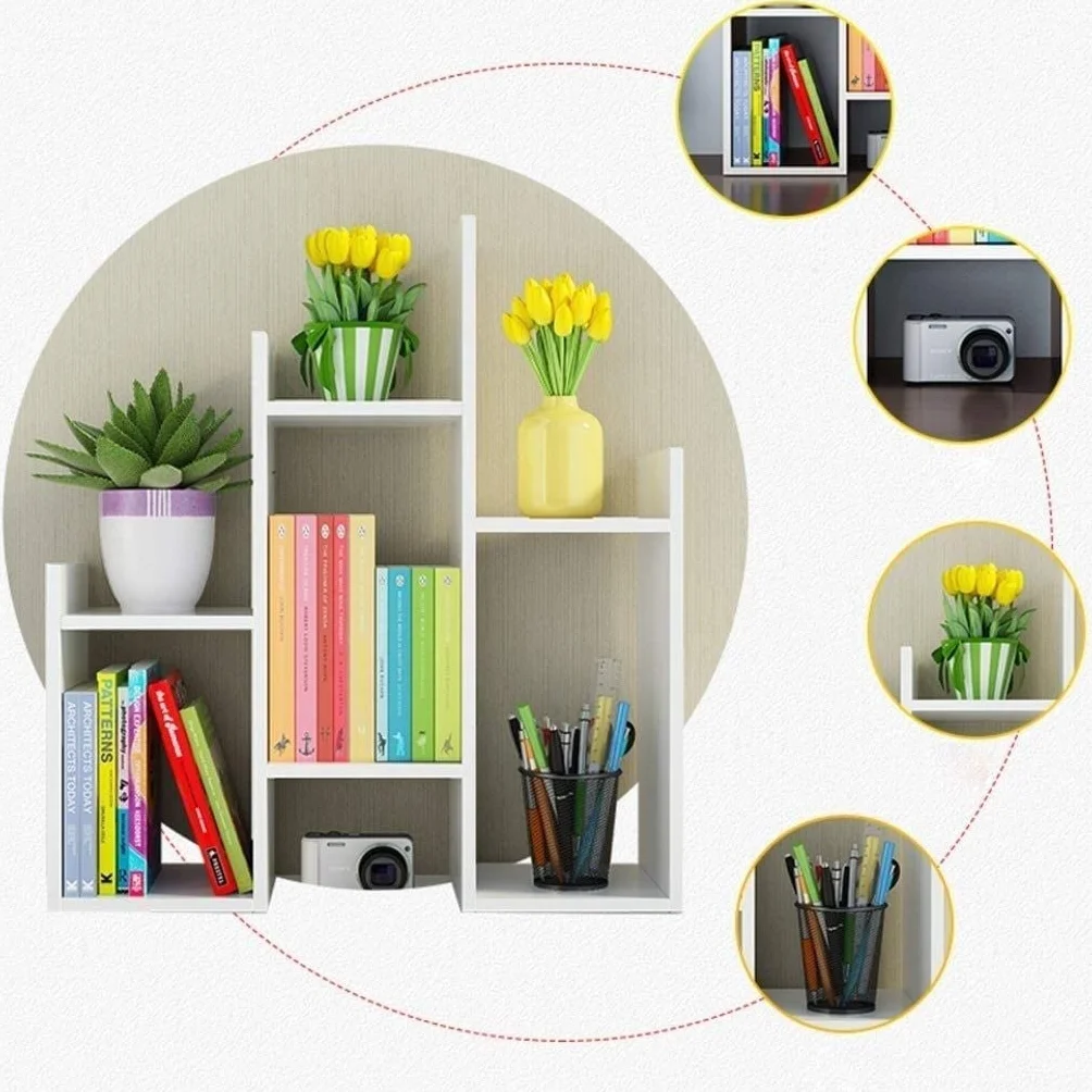 Regał na Książki Biblioteczki Organizer Na Biurko Książki, Duża Półka Z Naturalnego Drewna Do Przechowywania Stacjonarnego (zmontowana Gabinetu Biurowego) Uniwersalny Salonu(White)
