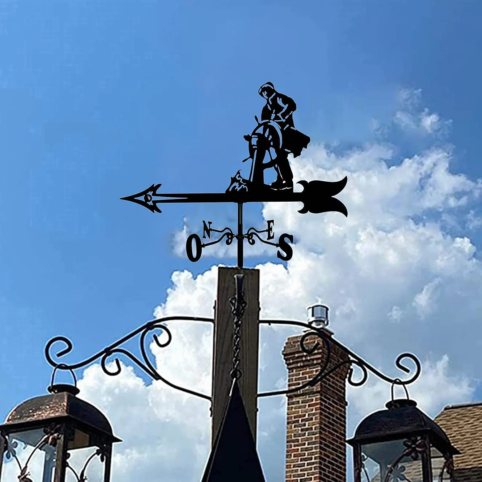 Weathervane wiatrowskaz wiatrowskaz metalowy wiatrowskaz z łopatkami dachowymi narzędzie pomiarowe dekoracje ogrodowe na zewnątrz gospodarstwo podwórko altanka kierunkowskaz