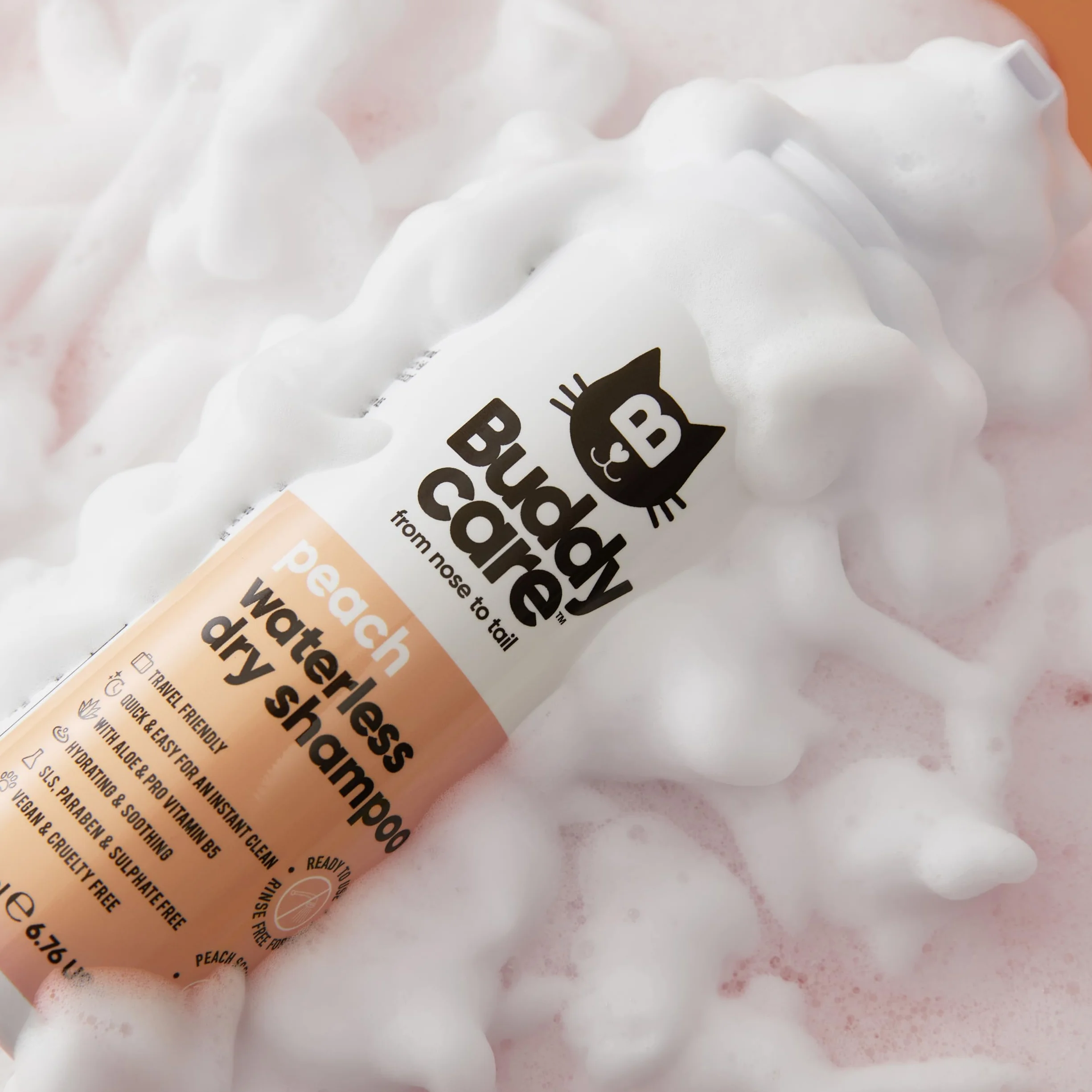 Buddycare Suchy szampon dla kotów bez spłukiwania 200ml z aloesem i pro-witaminą B5