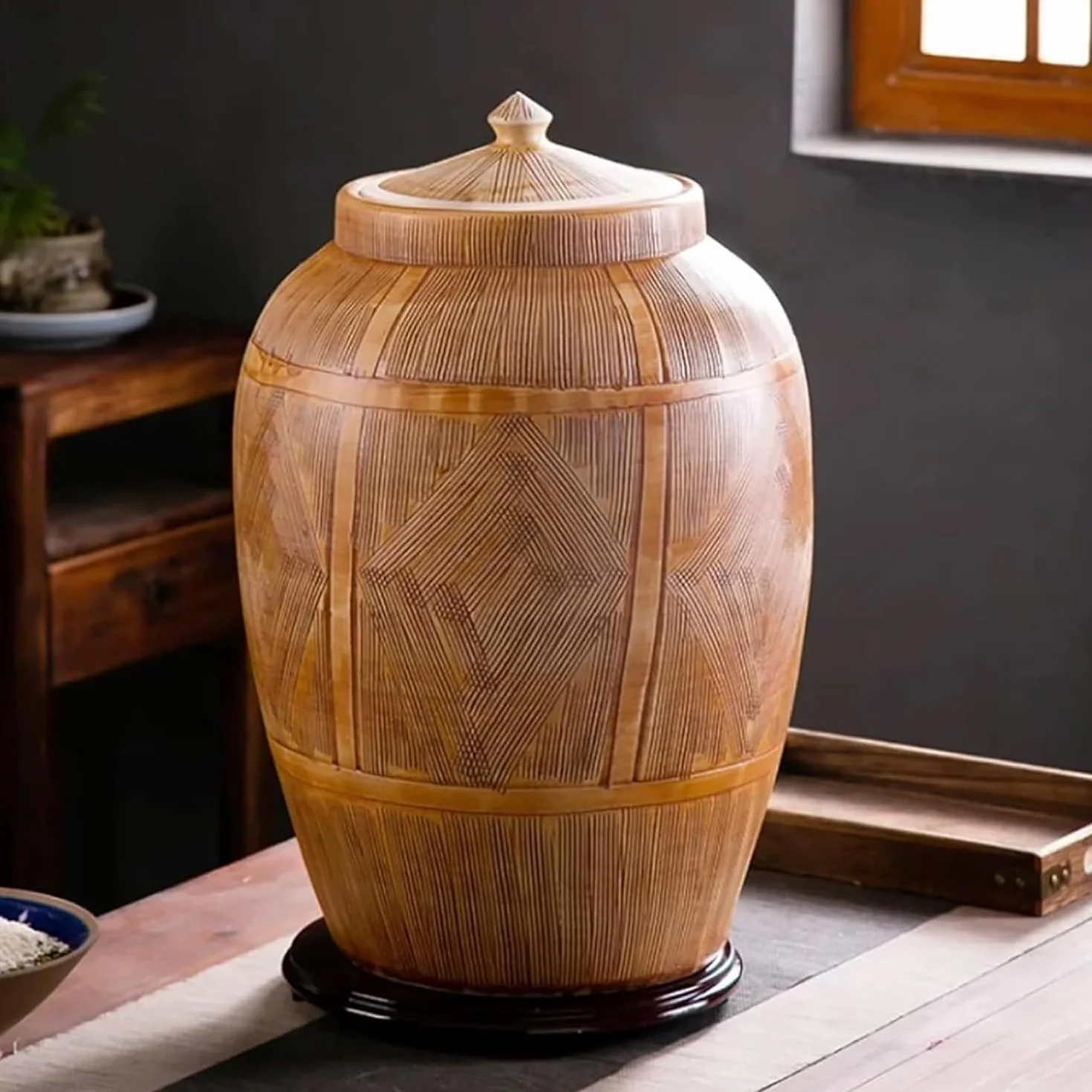 Hermetyczny ceramiczny pojemnik do przechowywania żywności z pokrywką, do organizacji kuchni i spiżarni, idealny do przechowywania ryżu, soi, kukurydzy, mąki i płatków owsianych