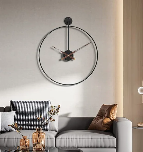 HYLR Minimalistyczny styl industrialny wiszący zegar cichy luksusowy zegar wiszący metalowy zegar wiszący salon sypialnia sypialnia bar