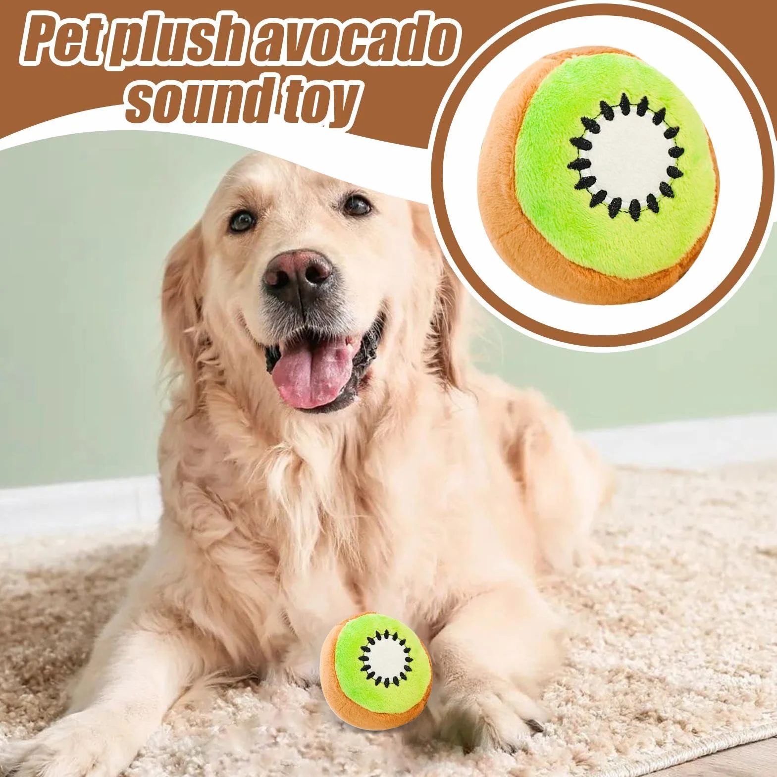 Squeaky Dog Toys, Chew Toys with Fruit Design for Mental Enrichment & Training