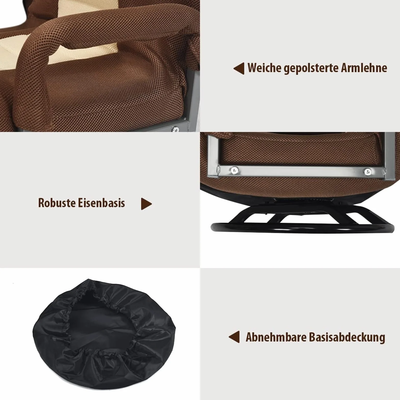 COSTWAY Krzesło podłogowe obracane o 360°, fotel podłogowy z 6-stopniową regulacją oparcia, tapicerowany fotel gamingowy, sofa podłogowa, krzesło do medytacji, nośność do 140 kg, Lazy Sofa (brązowe)
