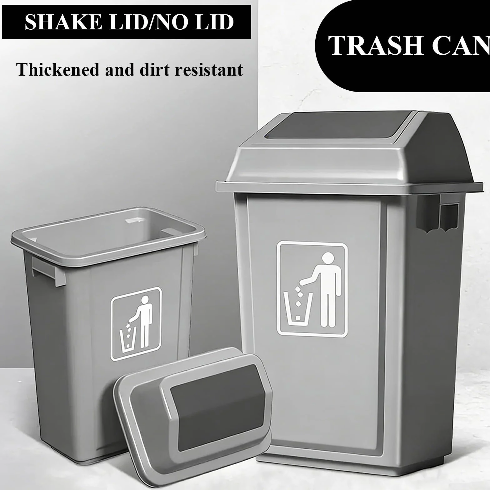 Komercyjny pojemnik na odpady, prostokątny plastikowy kosz na śmieci, zewnętrzny kosz na śmieci z pokrywką, do wewnątrz / na zewnątrz / garażu/domów / obiektów handlowych (Green-1,60L)
