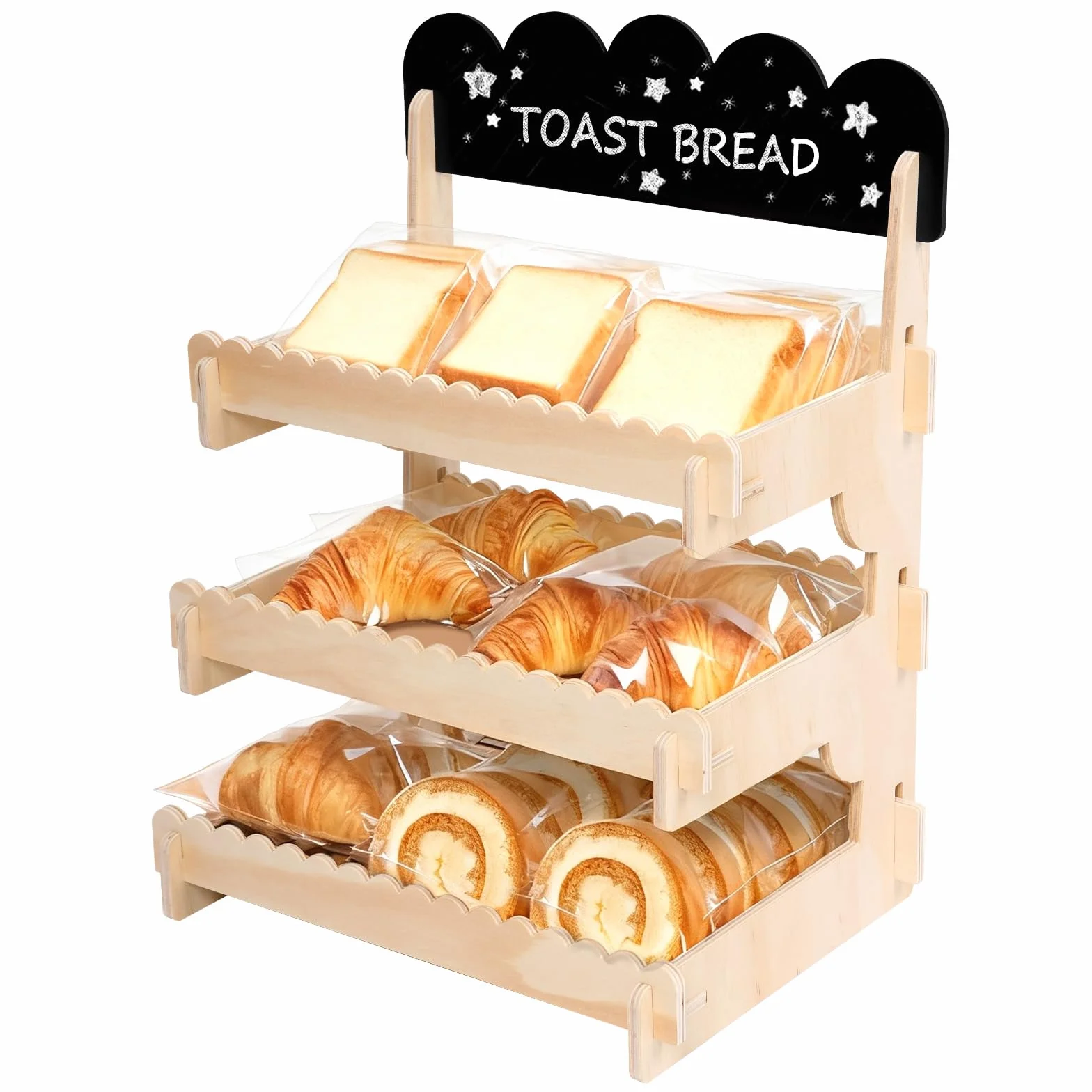 Stojak na tort z drewna, stojak na babeczki ze sklejki, duża pojemność, schodkowy regał prezentacyjny z tabliczką do pisania kredą, na imprezę herbacianą, przerwę kawową, festiwal, urodziny