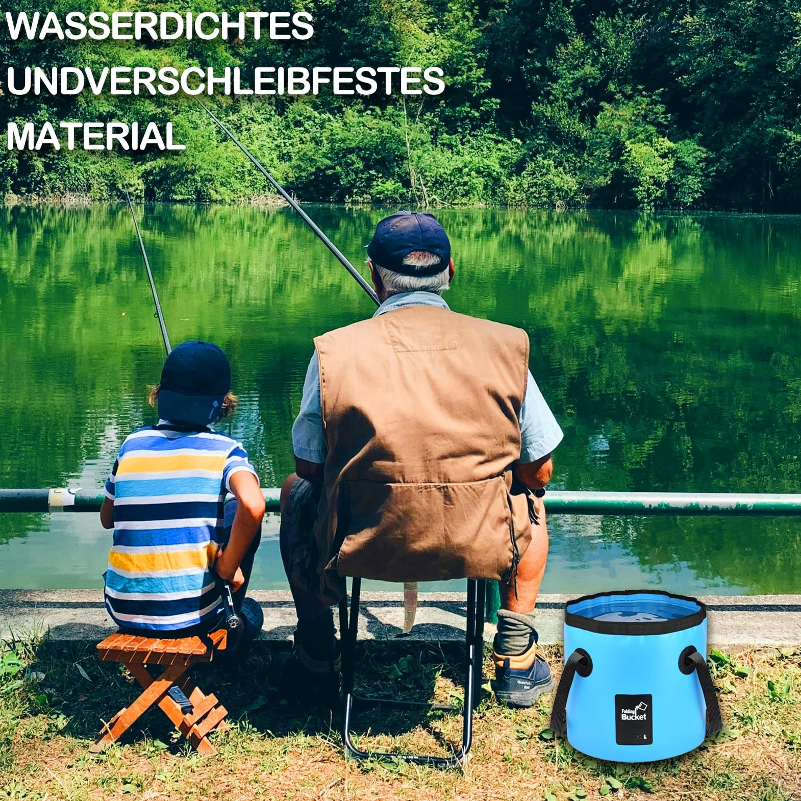 Składane Wiadro, Przenośne Składane Wiadro do Wędkowania, Ultralekka Umywalka Outdoorowa, Składana Wykonana z Trwałej Tkaniny Plandekowej, na Kemping do Podróży, Wędrówek (Czarny-20L)