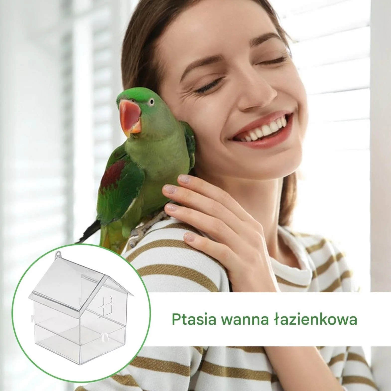 Acrylic Bird Bath for Cage, Large No-Leak Bathtub, Drawer-Style Easy-Clean Design for Cockatiels Small Birds