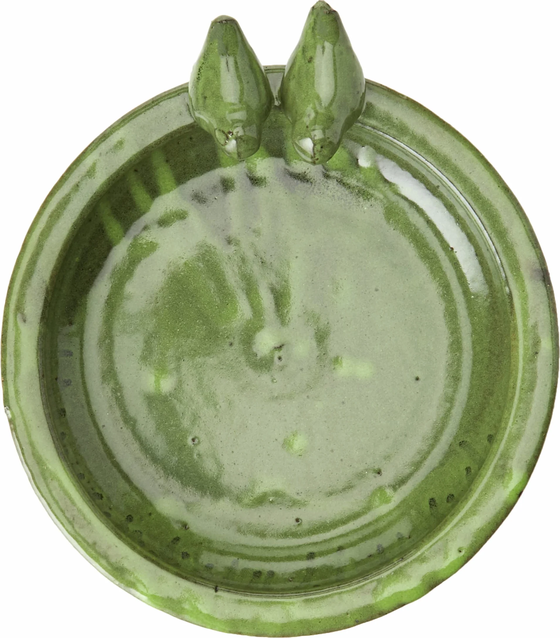 Esschert Design FB489, zielona kąpiel dla ptaków ceramiczna okrągła, 10,9 cm * 32,9 cm * 30,7 cm