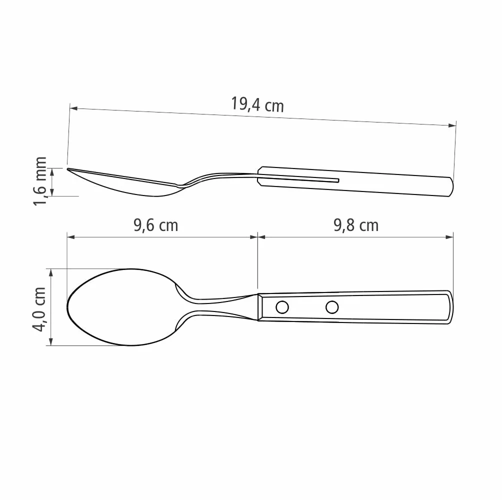 Tramontina 6 sztuk łyżka stołowa ze stali nierdzewnej z zestawem brązowych uchwytów polywood, wyprodukowana w Brazylii