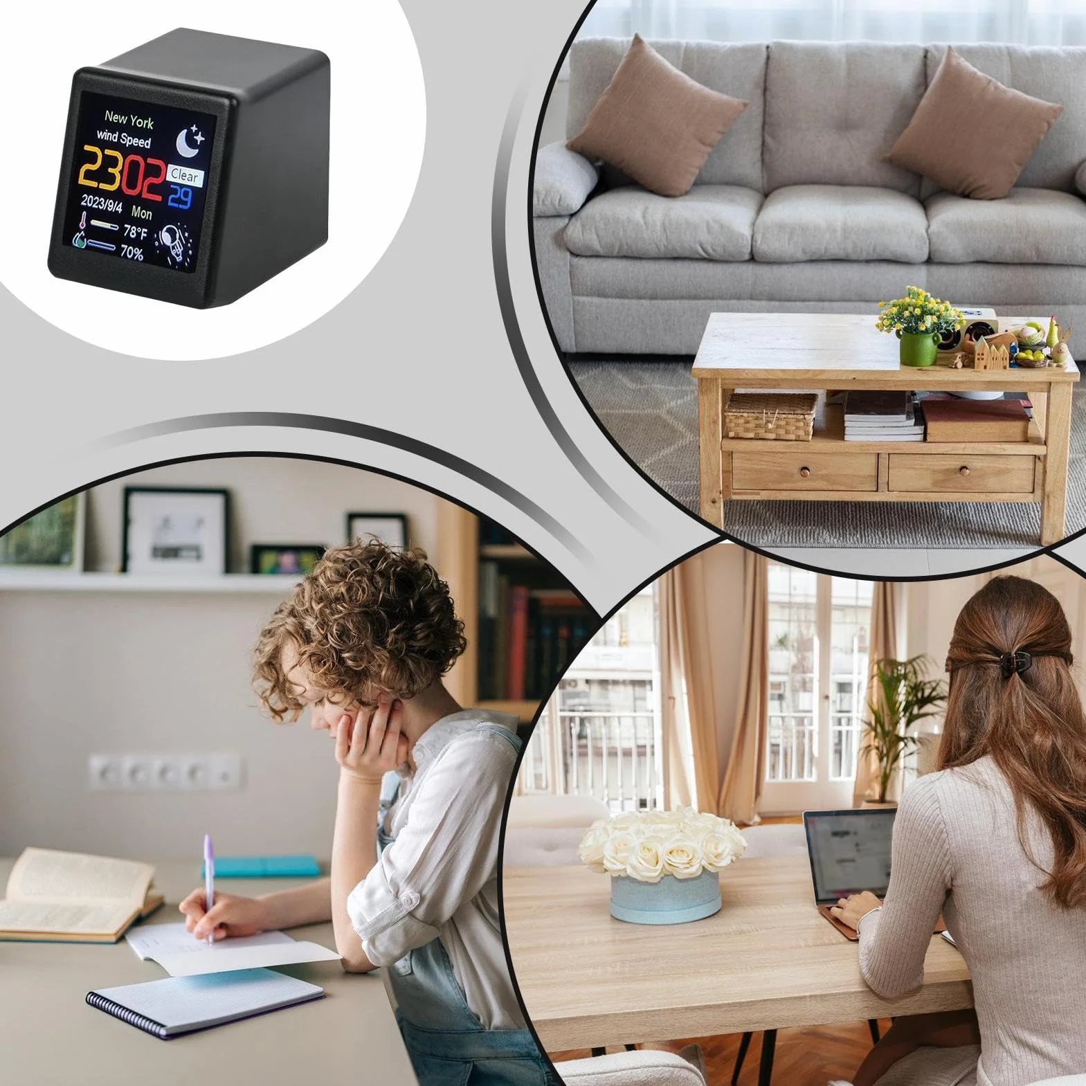 Inteligentna stacja pogodowa Wi-Fi, cyfrowa prognoza pogody | Inteligentna cyfrowa stacja pogodowa z obs?ug? Wi-Fi - Inteligentna prognoza pogody z Wi-Fi Smart Air Station dla domu, biura,