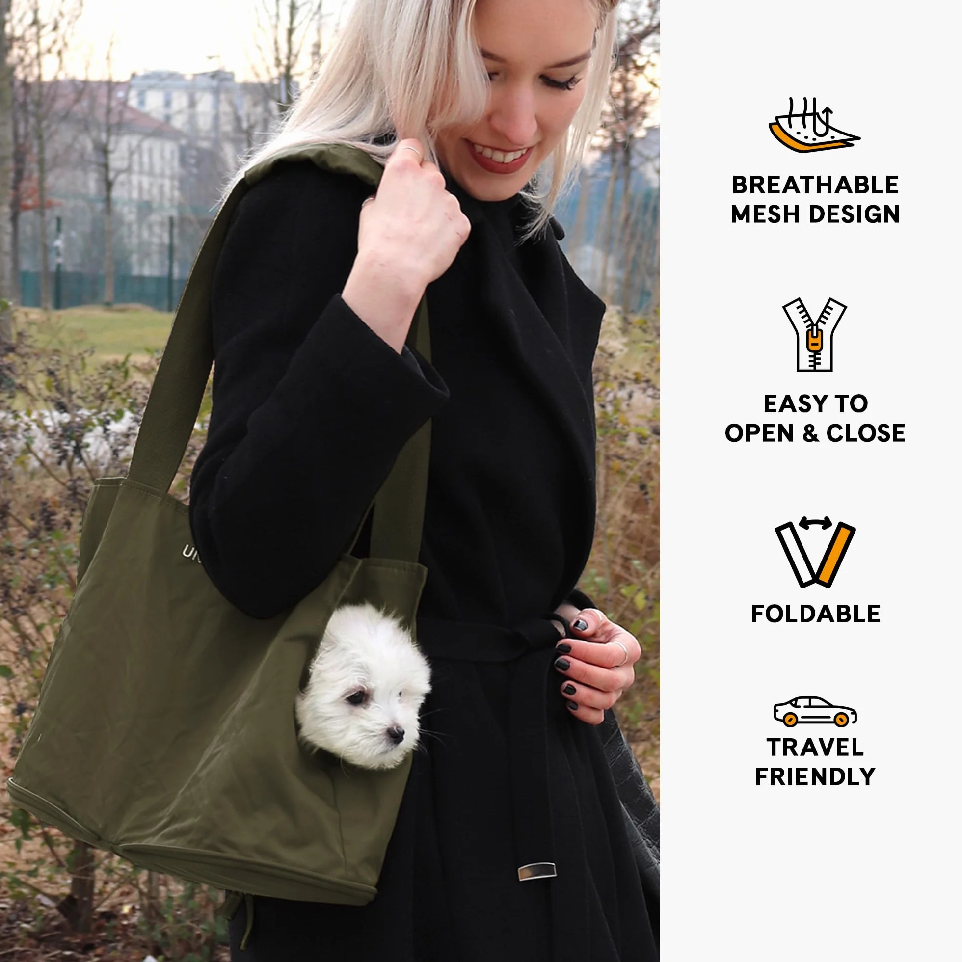 United Pets Lazy Dog Design składana torba do noszenia dla psów zielona